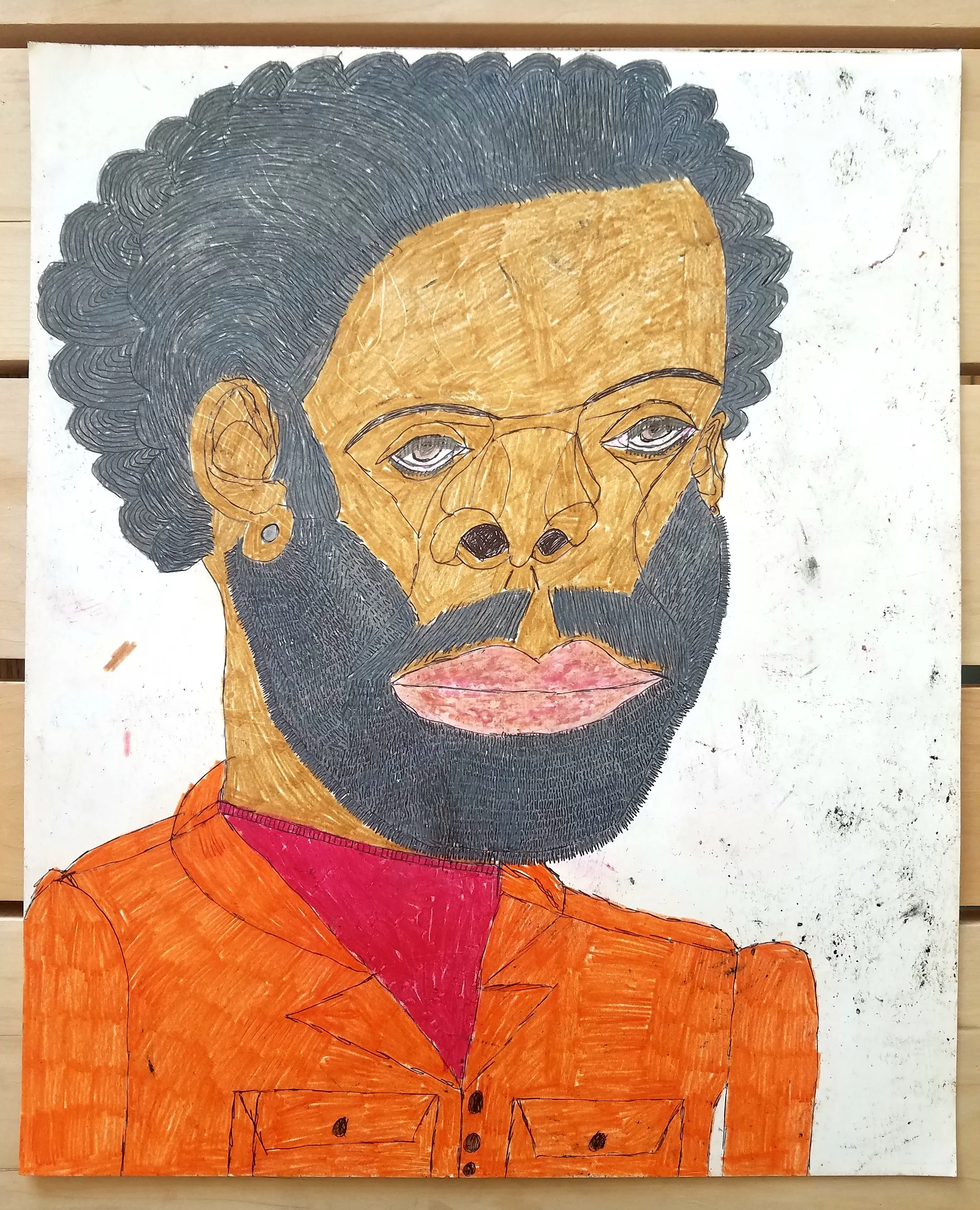 Marvin Young, Untitled , 2019, graphite, colored pencil, and ballpoint pen on paper