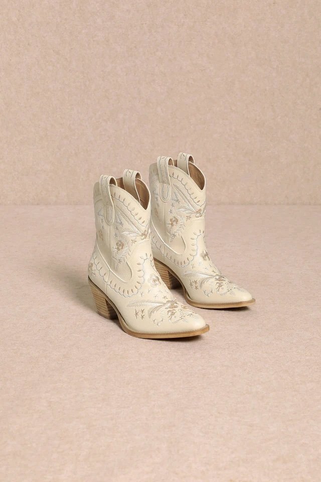 Corral Embroidered Western Boot Beige