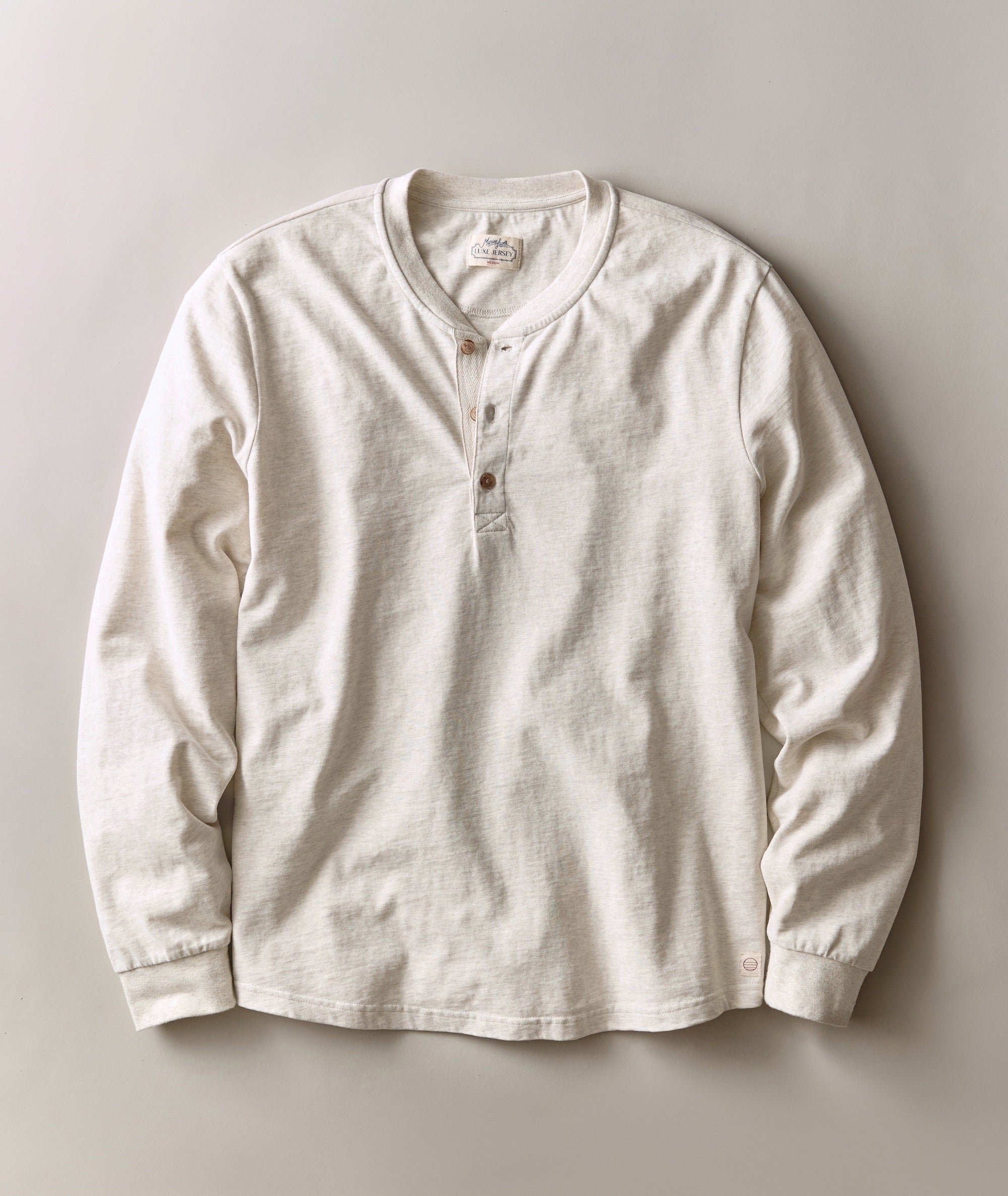 Marine Layer Luxe Jersey Henley Oatmeal Heather