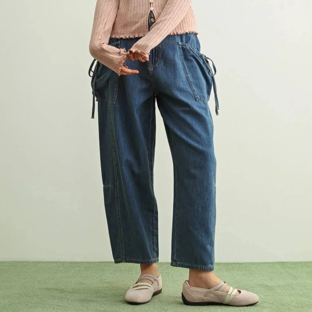 Barrel Pants with Slouch Pocket Chambray
