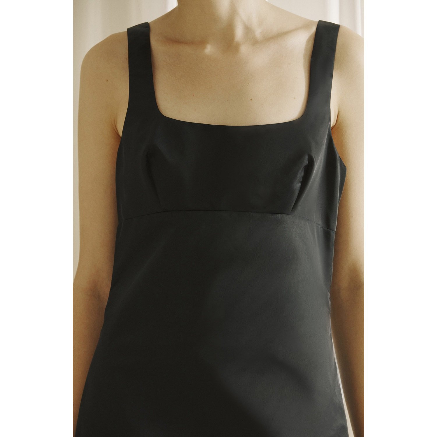 Pocket Mini Shift Dress Black Taffeta