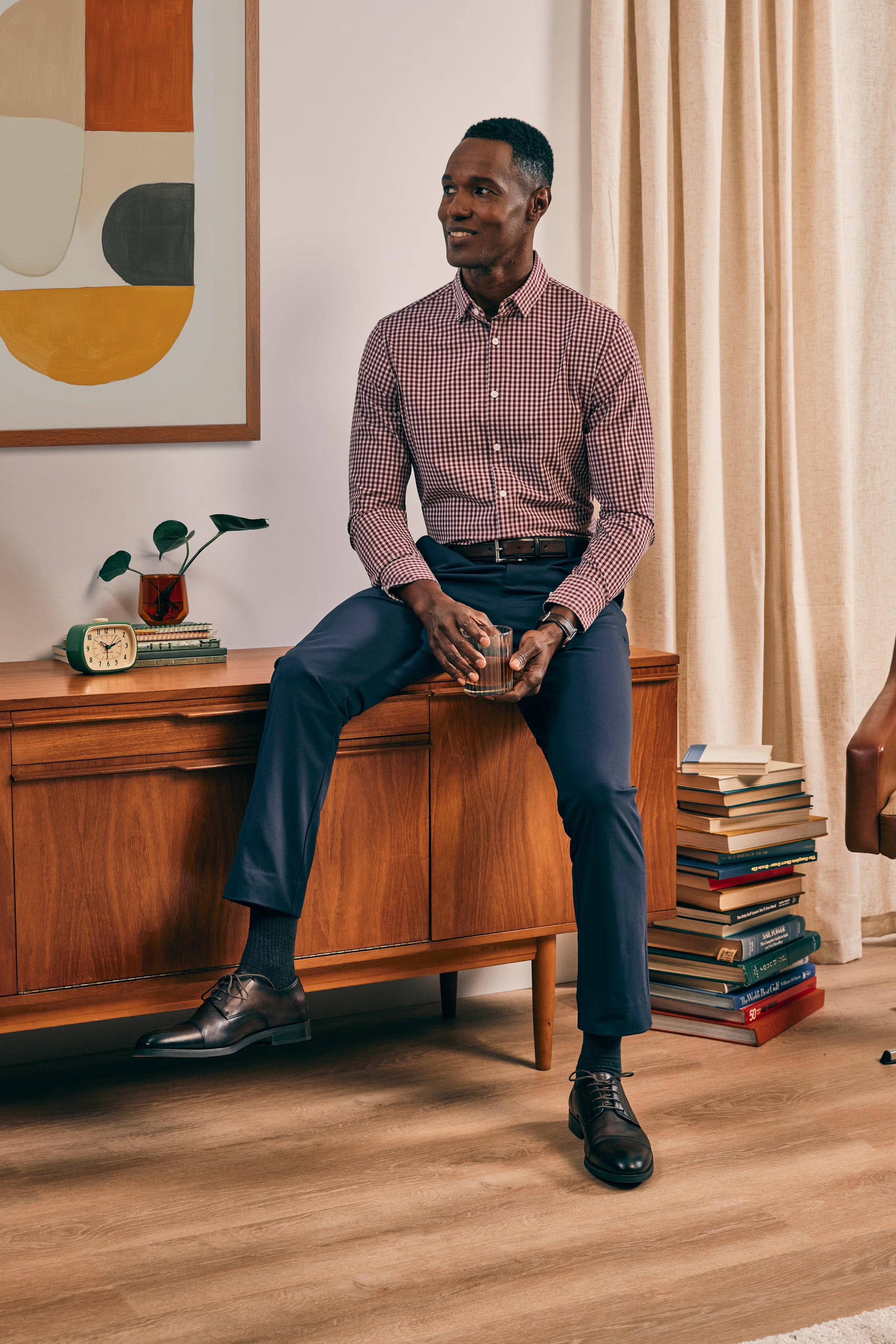 Mizzen + Main Leeward Dress Shirt Garnet Gingham