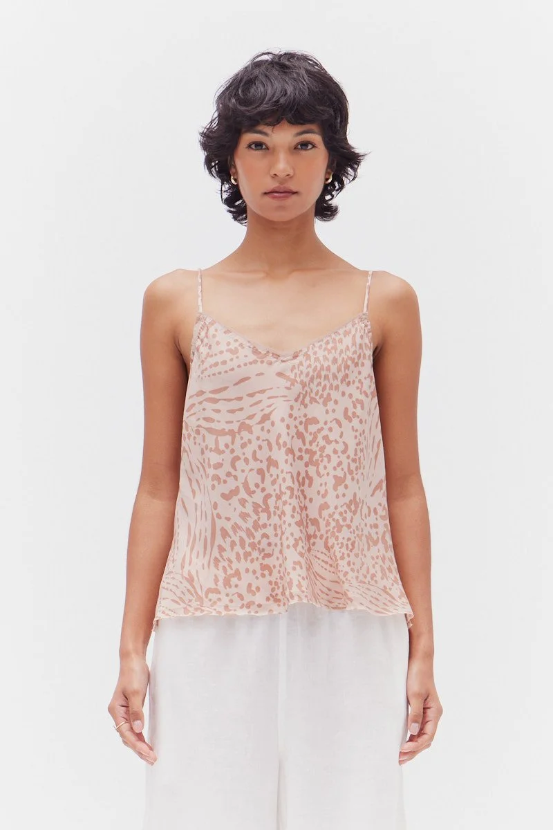 Raw Edge Satin Camisole Pink Smoke