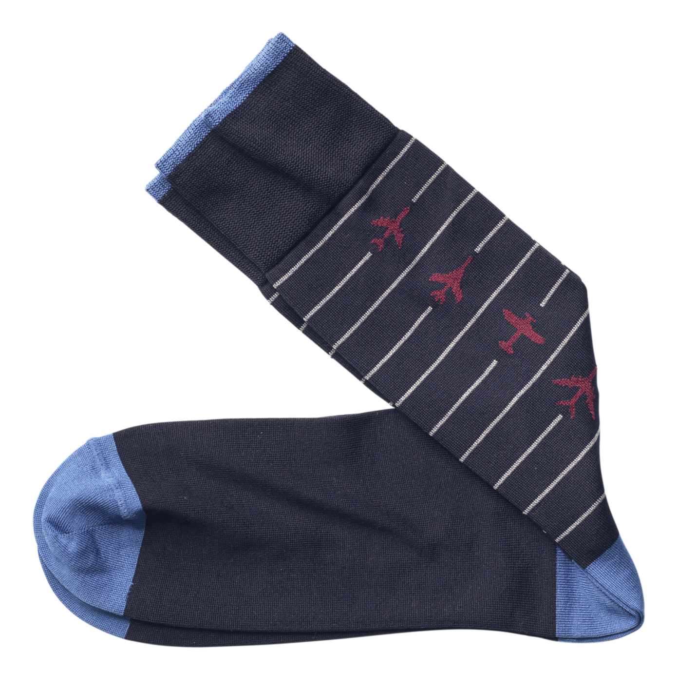 J&M Pima Cotton Socks Navy Airplane