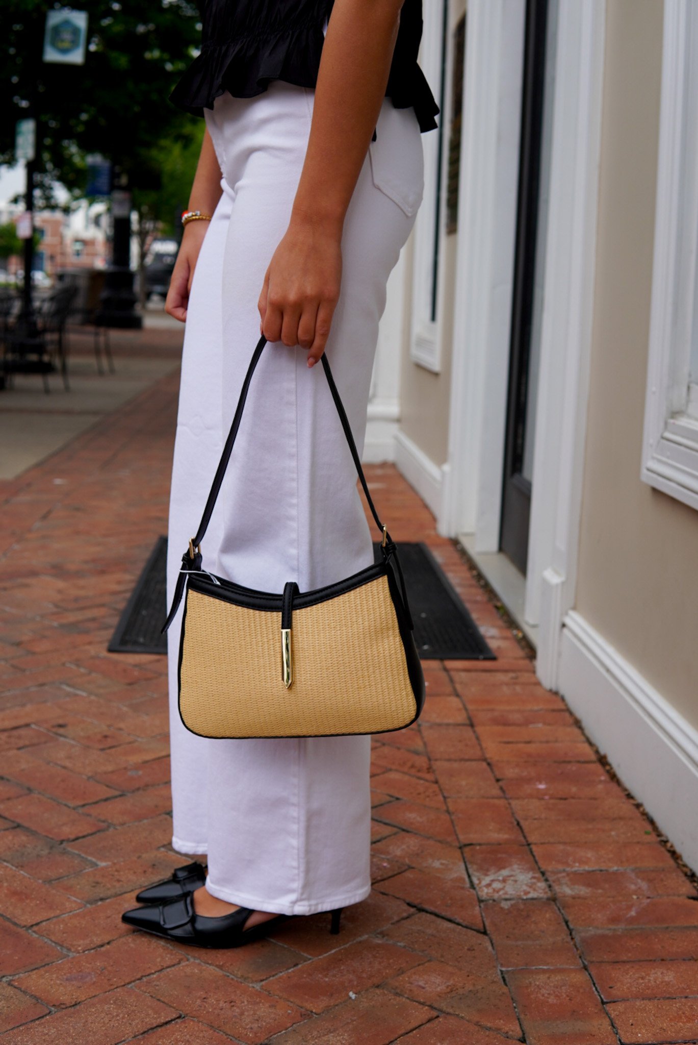 Percy Shoulder Bag Natural & Black