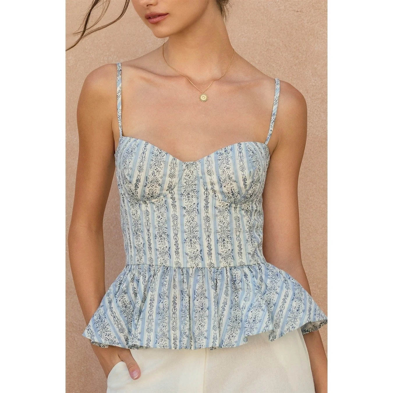 Brume Et Fleur Ruffled Corset Top Sweet Blue