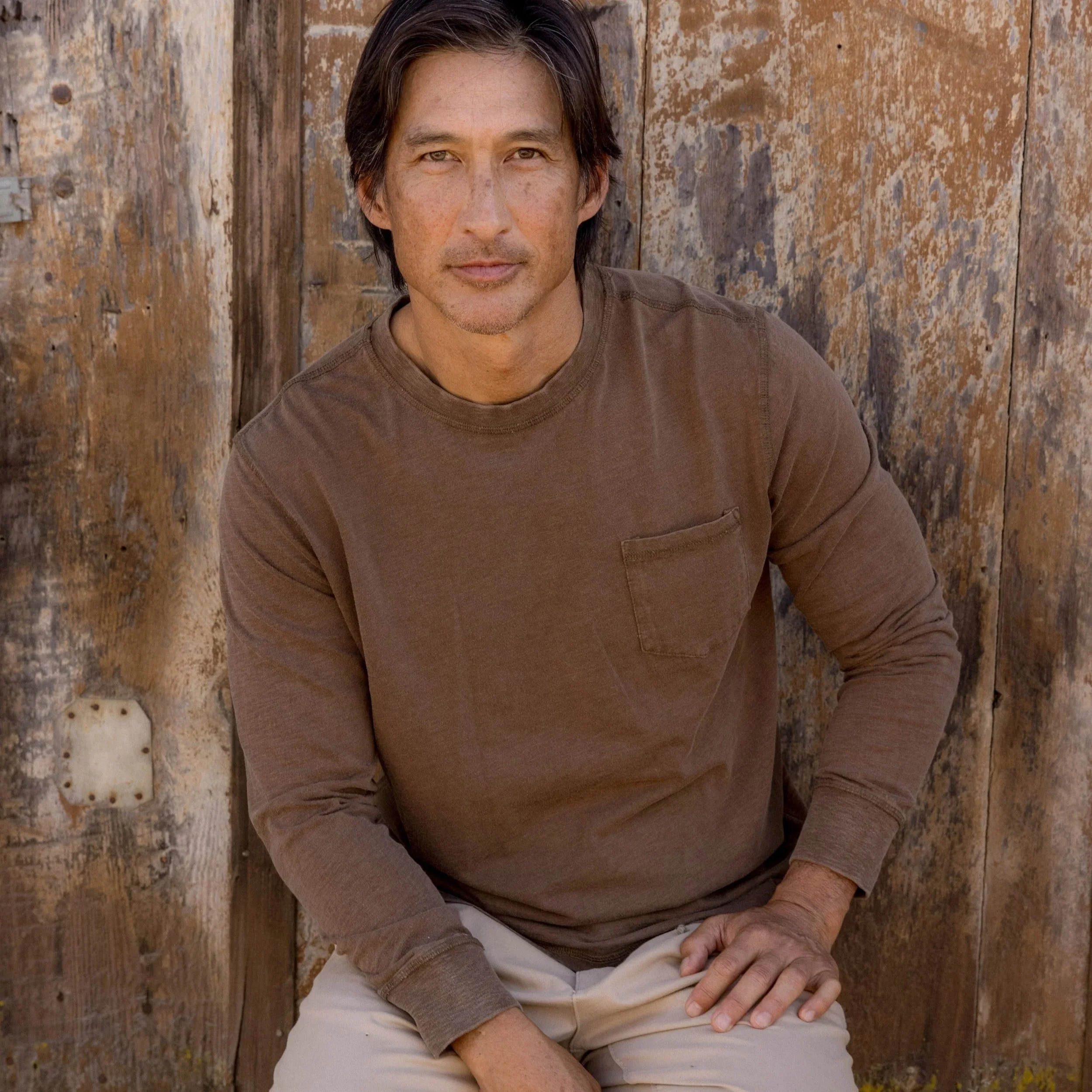Grayers Hewitt Garment Dyed Pocket Tee Dark Earth