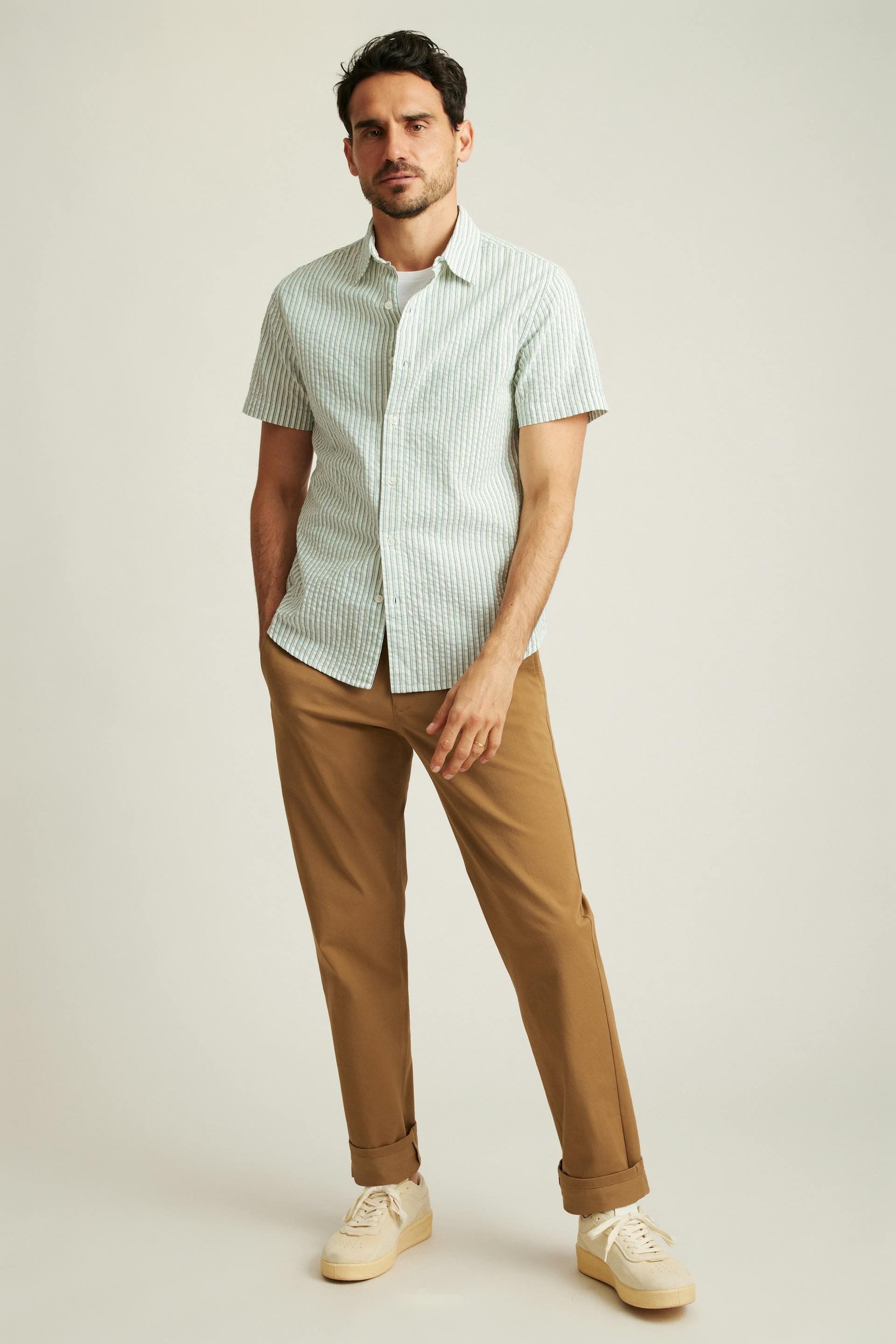 Bonobos Riviera Short Sleeve Shirt Blue Green Stripe