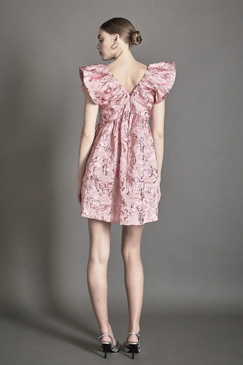 Jacquard Print Mini Dress Pink