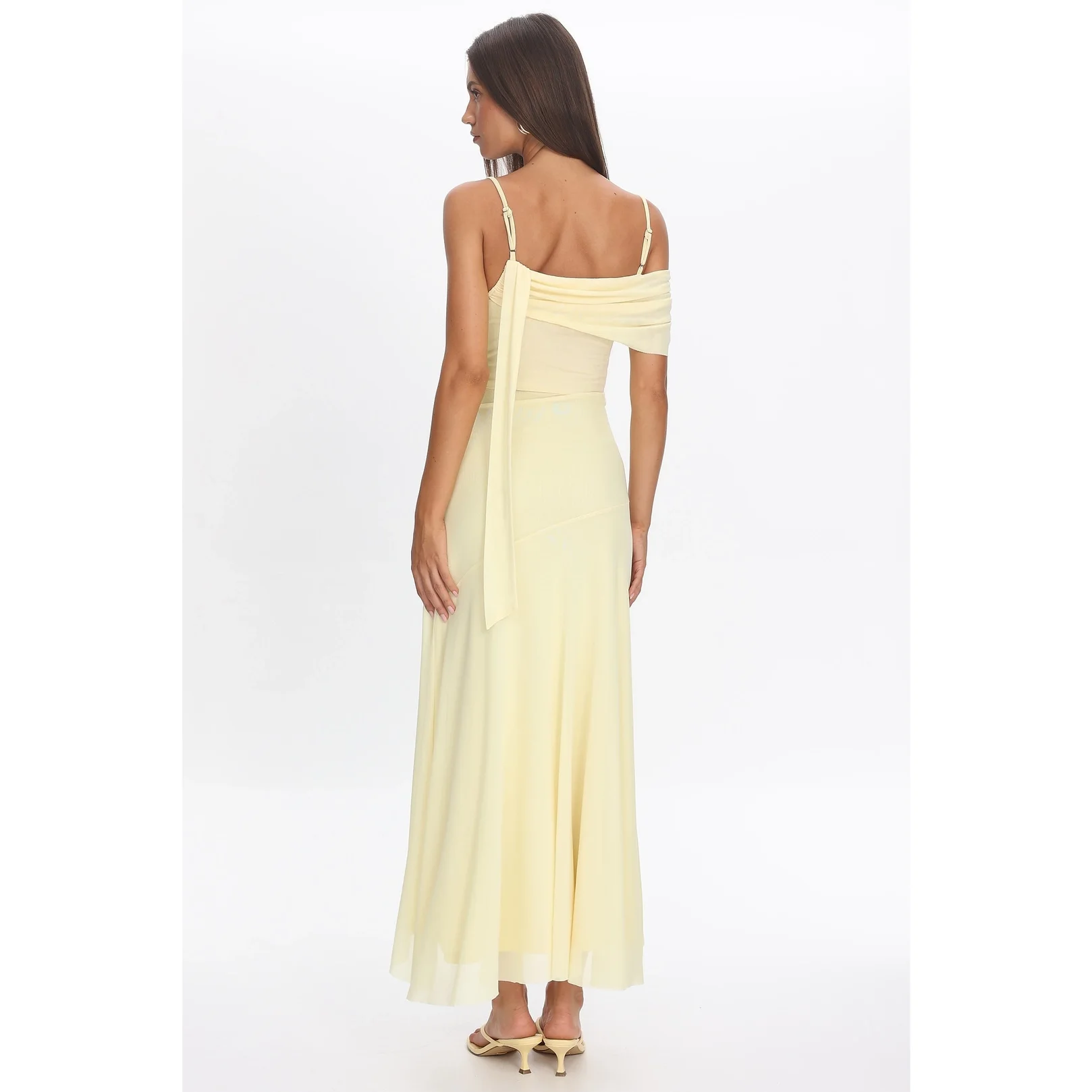 One Shoulder Draped Midi Dress Butter