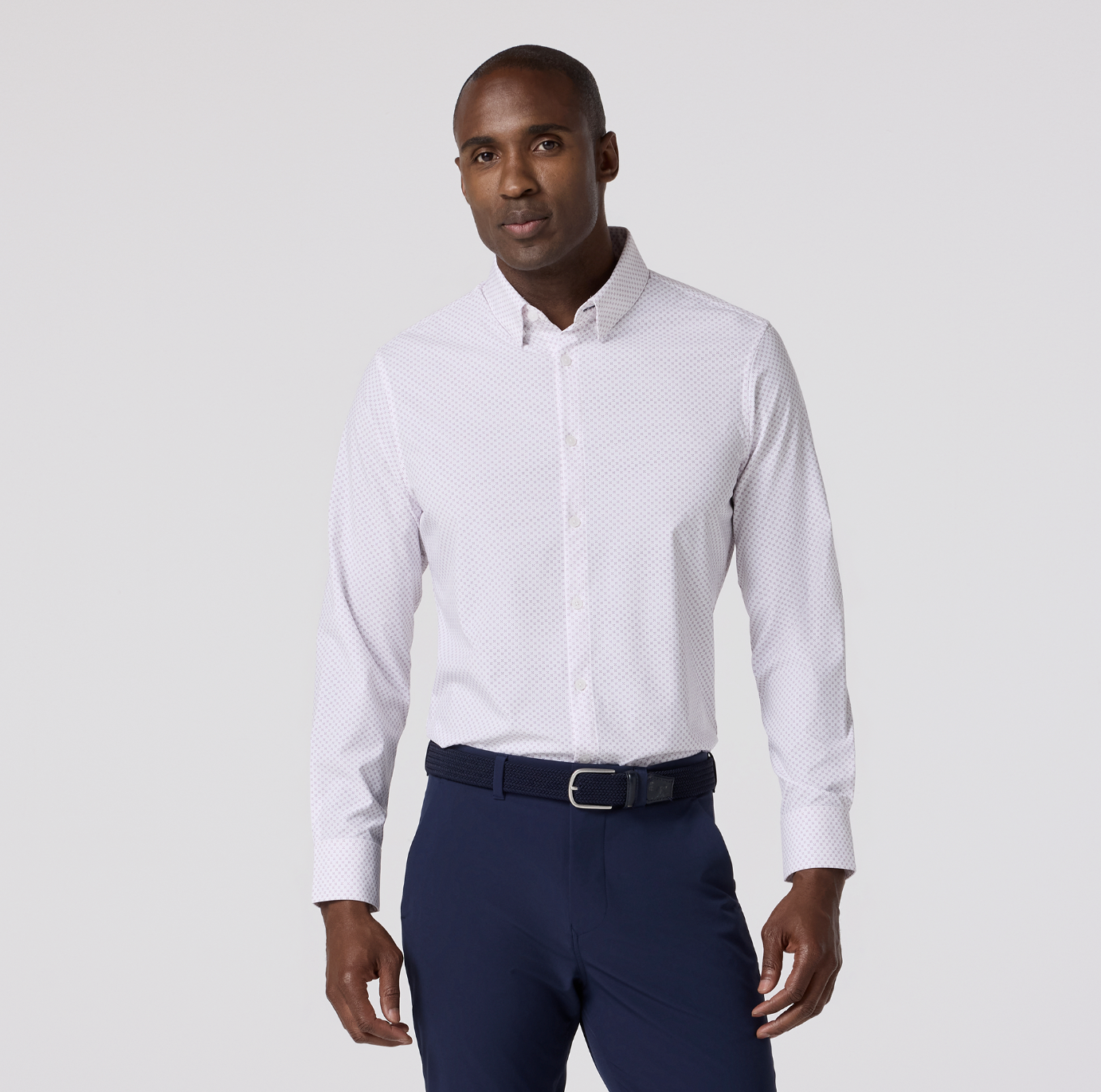 M+M Leeward Dress Shirt Lavender Haze Crest Dot