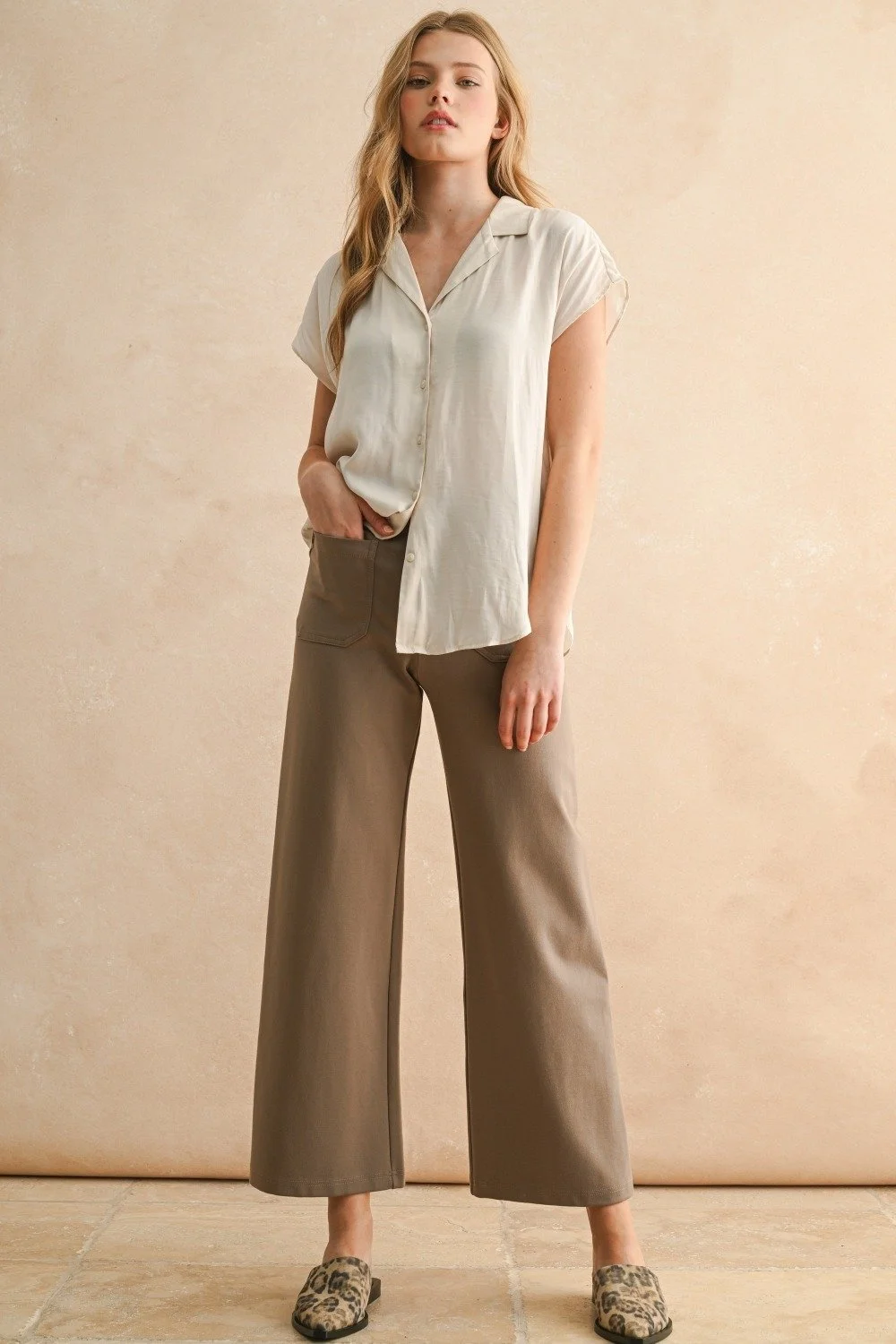 Front Pocket Ponte Pants Mocha