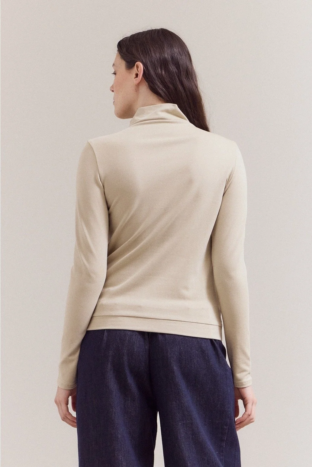 Brushed Mock Neck Long Sleeve Top Papyrus
