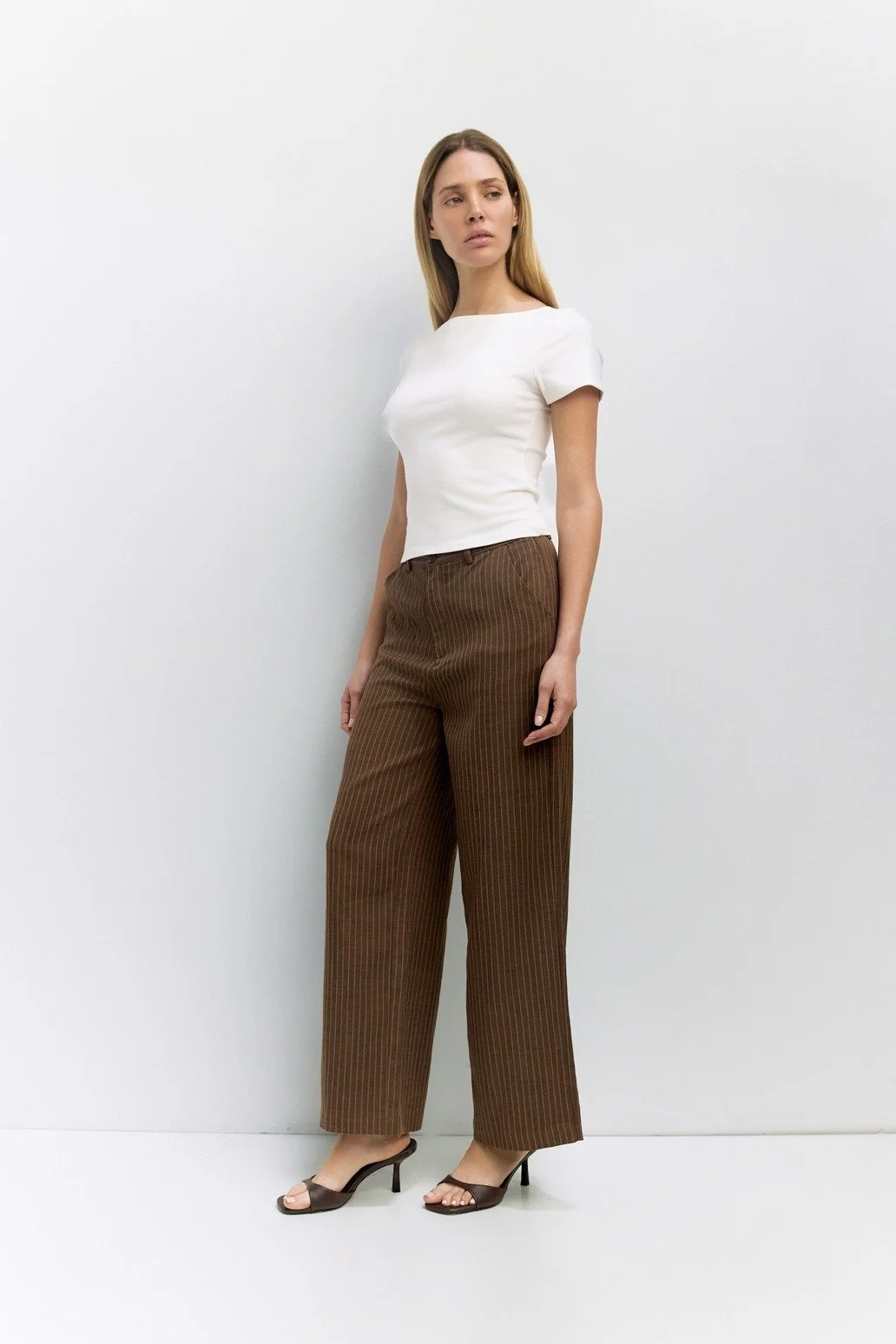 The Mariah Pinstripe Trousers Brown