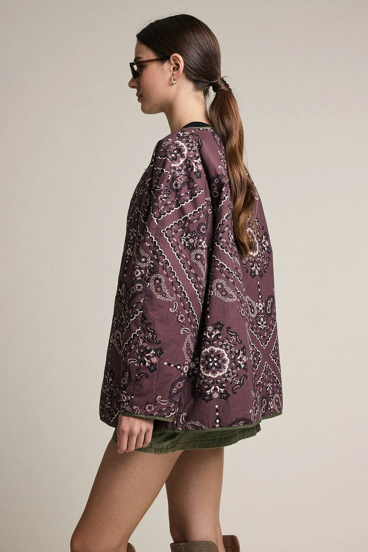 Reversible Quilted Bandana Jacket Brown & Olive