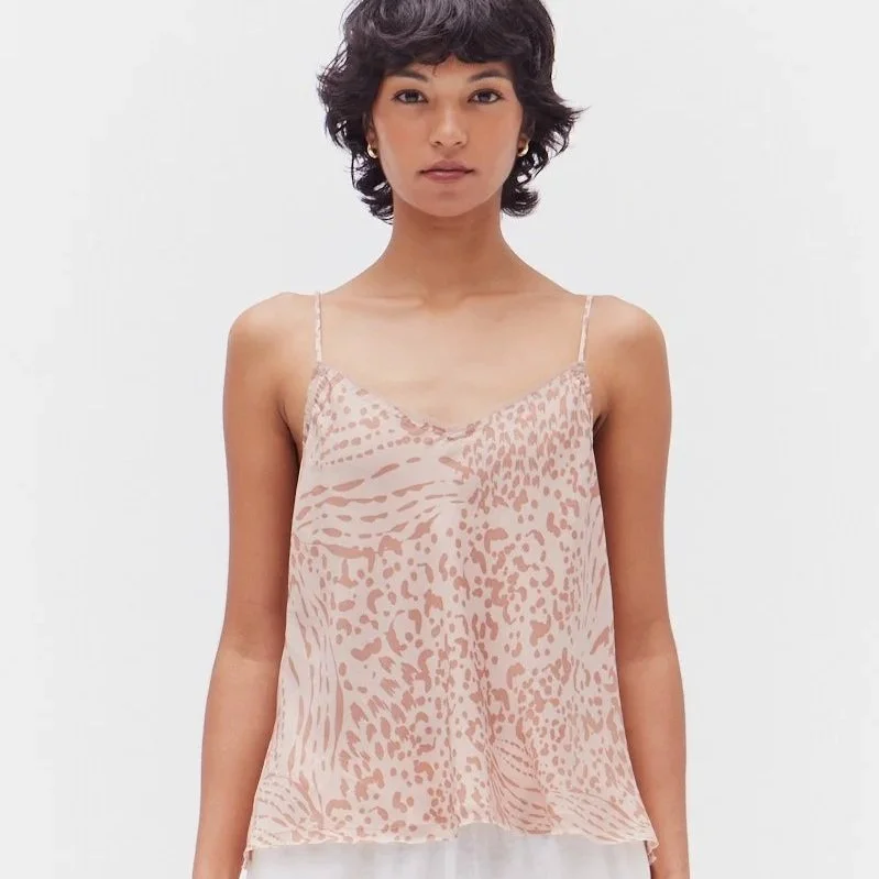 Raw Edge Satin Camisole Pink Smoke