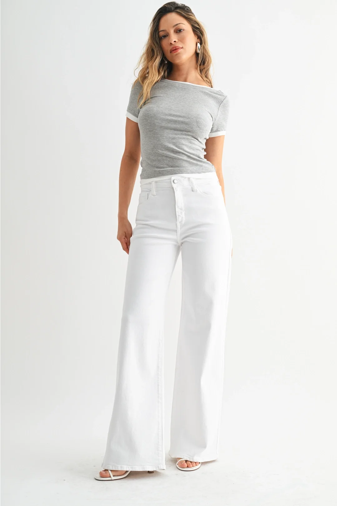 Stretchy Wide Leg Jean Optic White