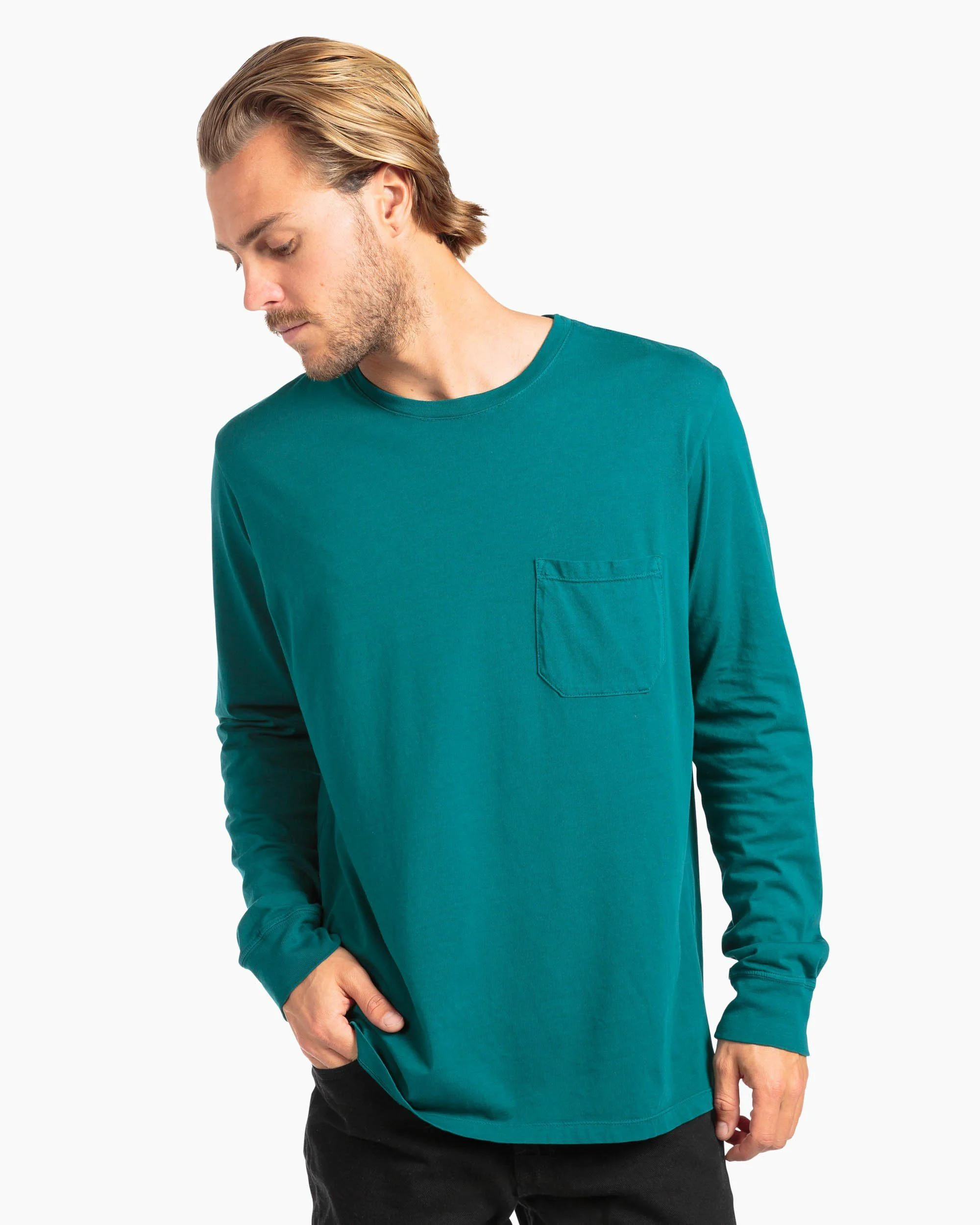 Richer Poorer Men's Long Sleeve Crew Tee Green