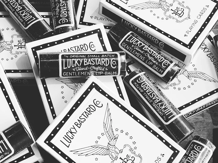 The name says it all. 12/15 Lucky Bastard Gentlemen’s Lip Balm - $6 | 13/15 Luckiest Deck of Cards - $15