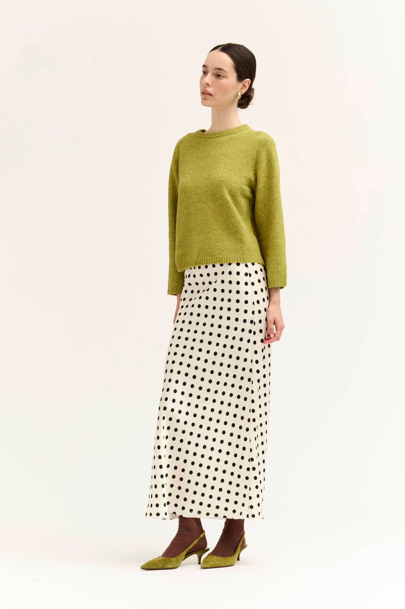 3/4 Sleeve Crew Neck Sweater Citron