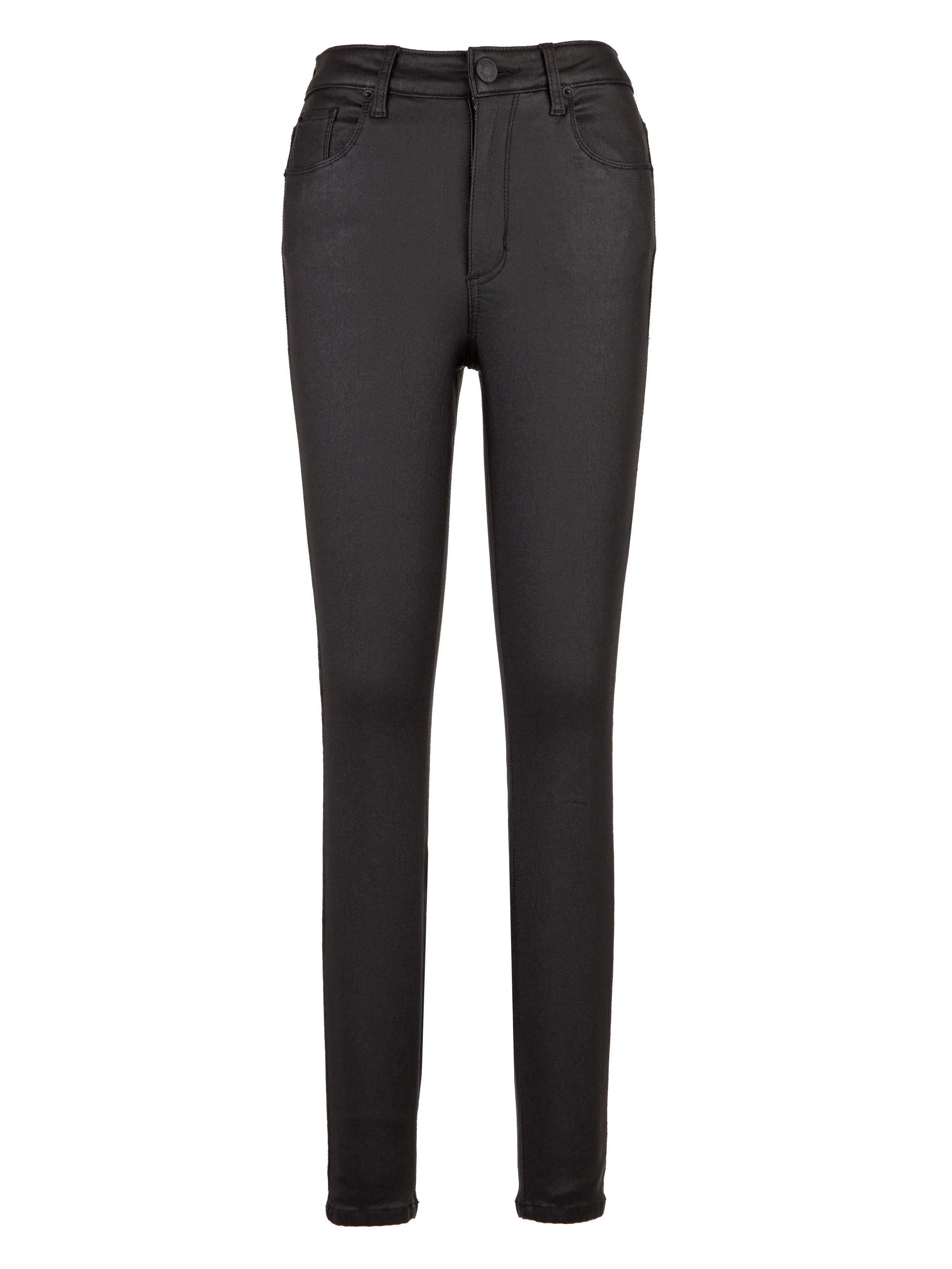 Ellie High Rise Black Coated Jeans