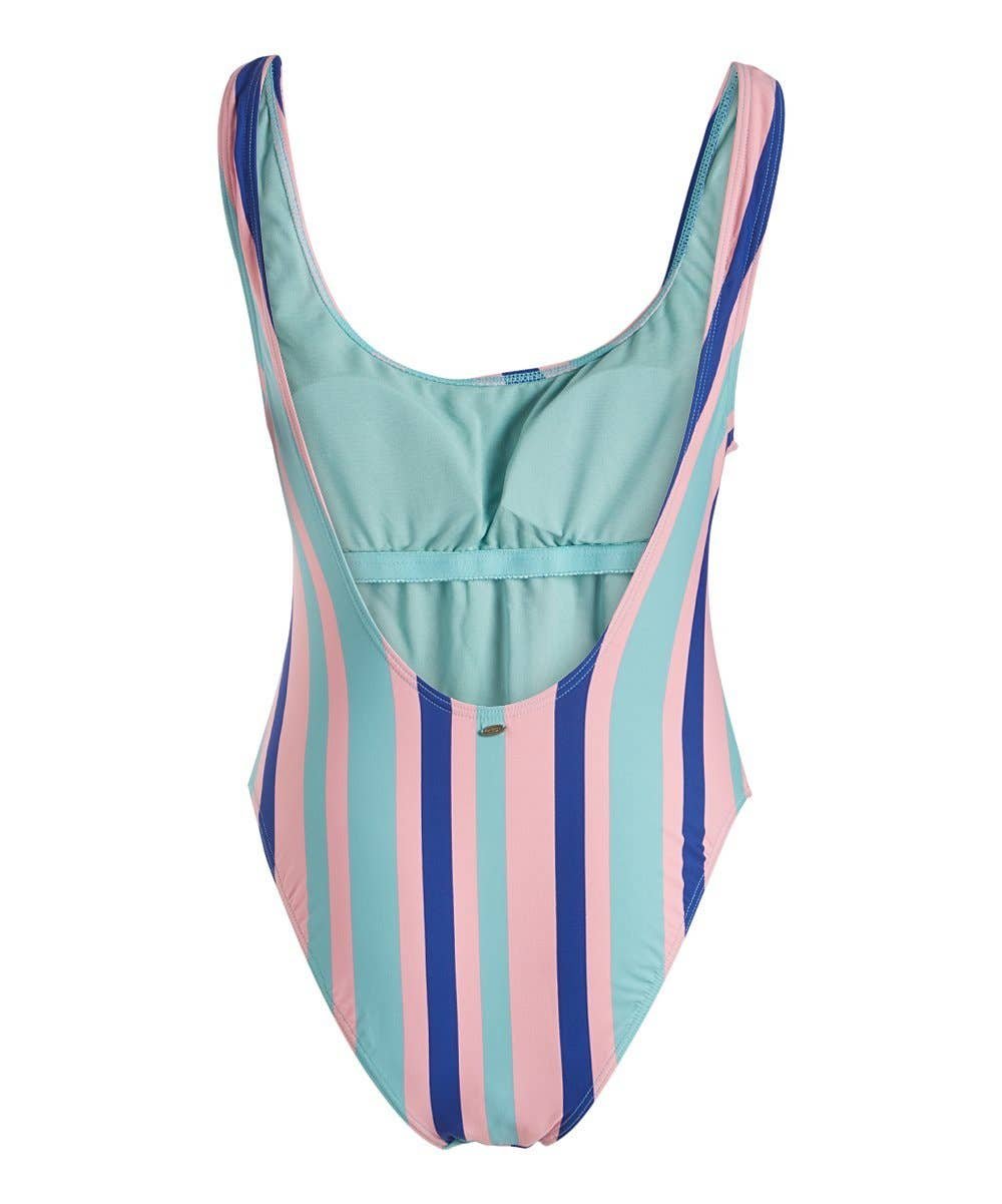 Izzy High Leg One Piece Pink Stripes