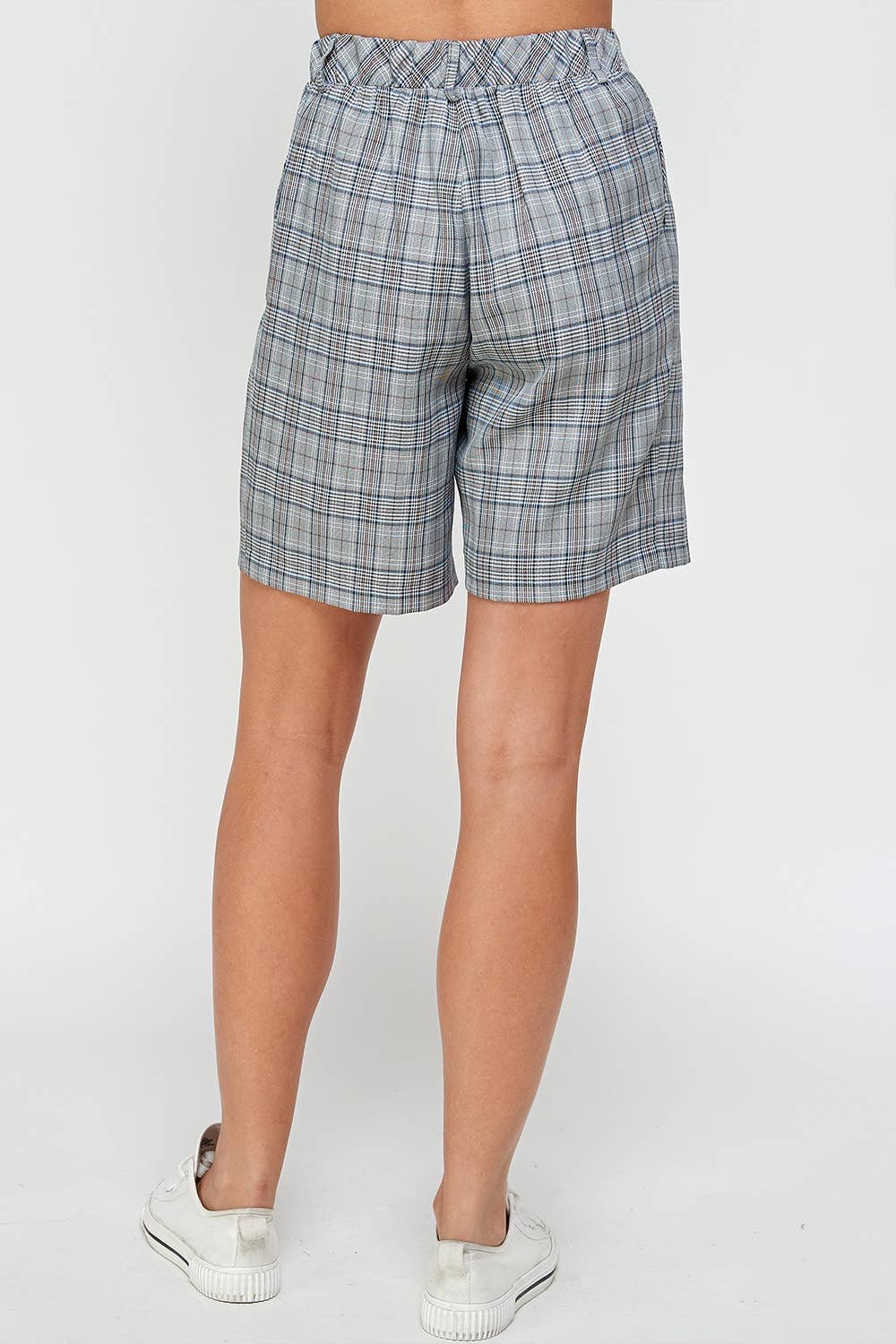 Smoky Blue Plaid Shorts