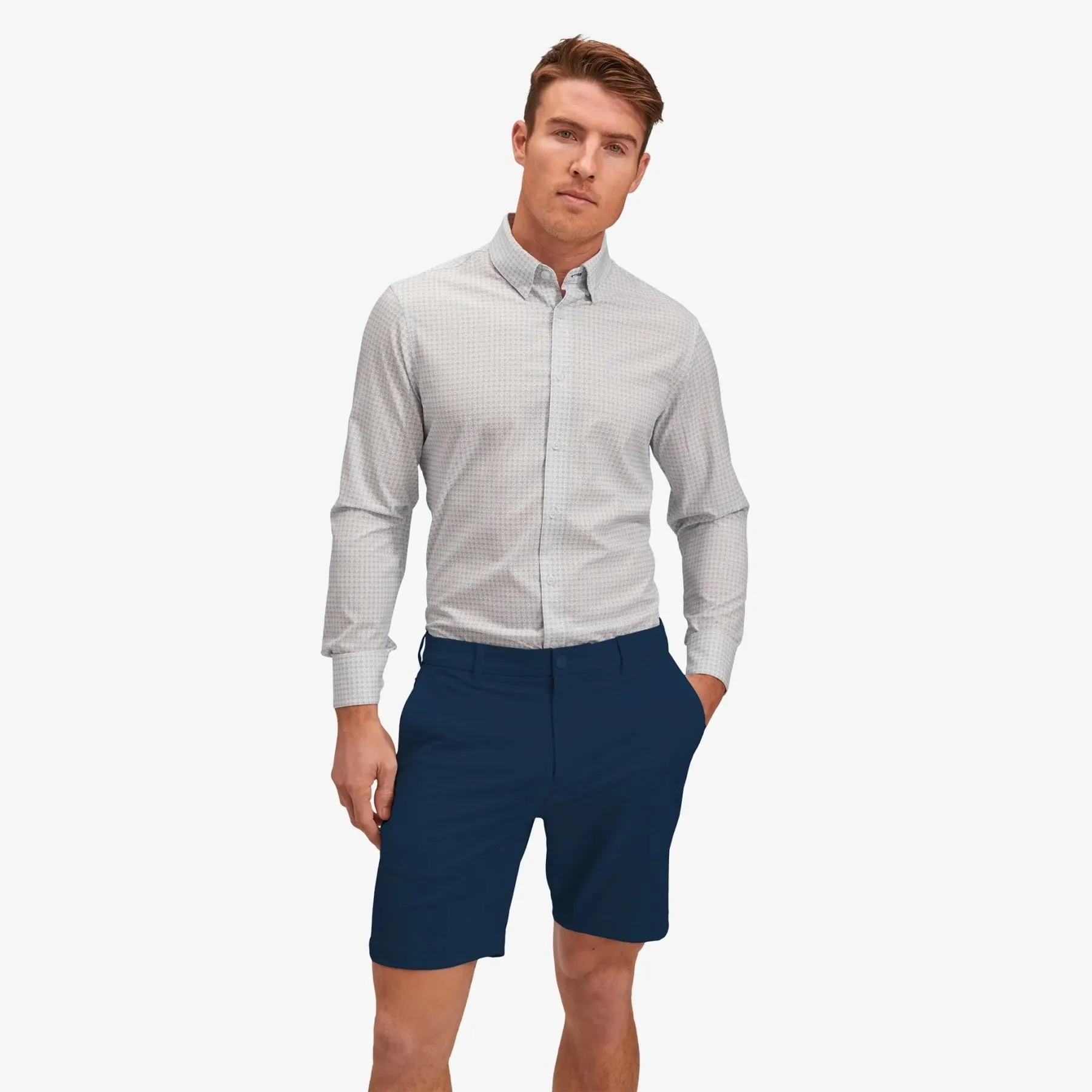 Leeward Dress Shirt Grey Geo Basketweave