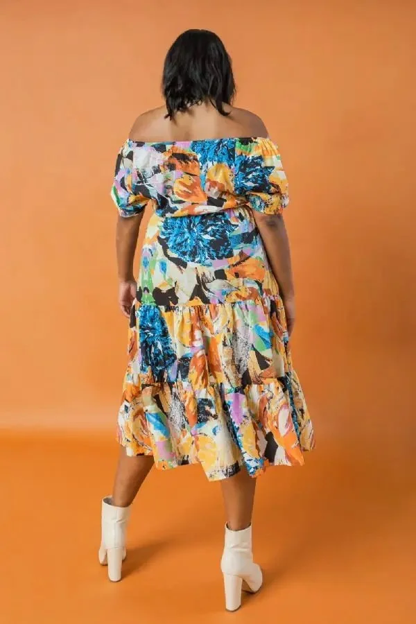 knee length dresses for ladies Hyacinth Watercolor Midi Dress main image 0