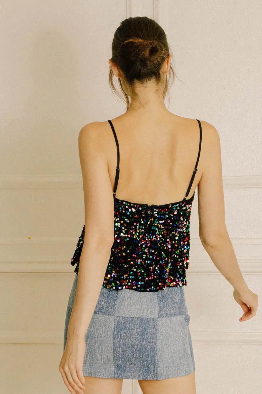 Rainbow Sequin Babydoll Top