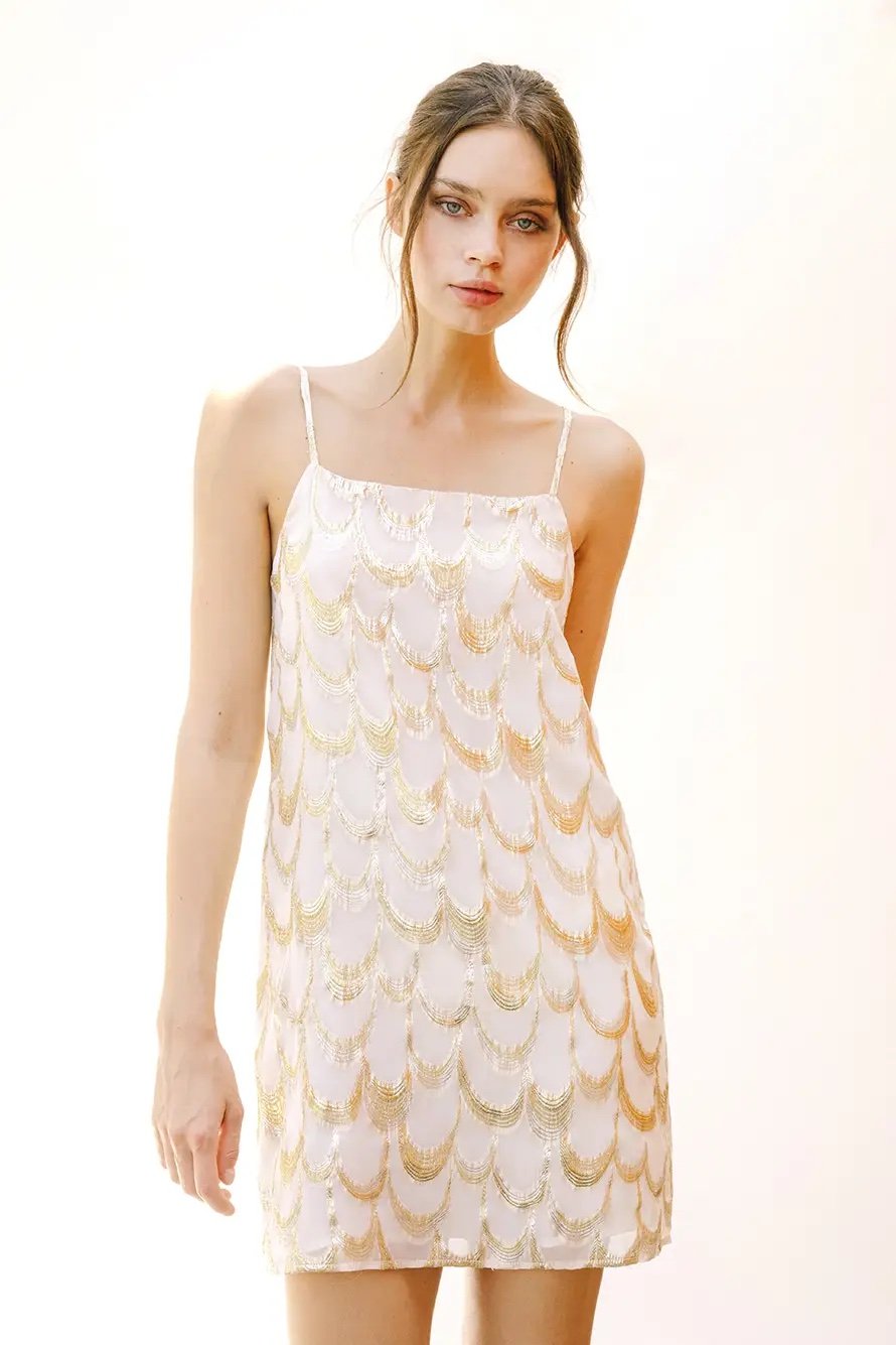 Gold Sequin Scaled Mini Dress