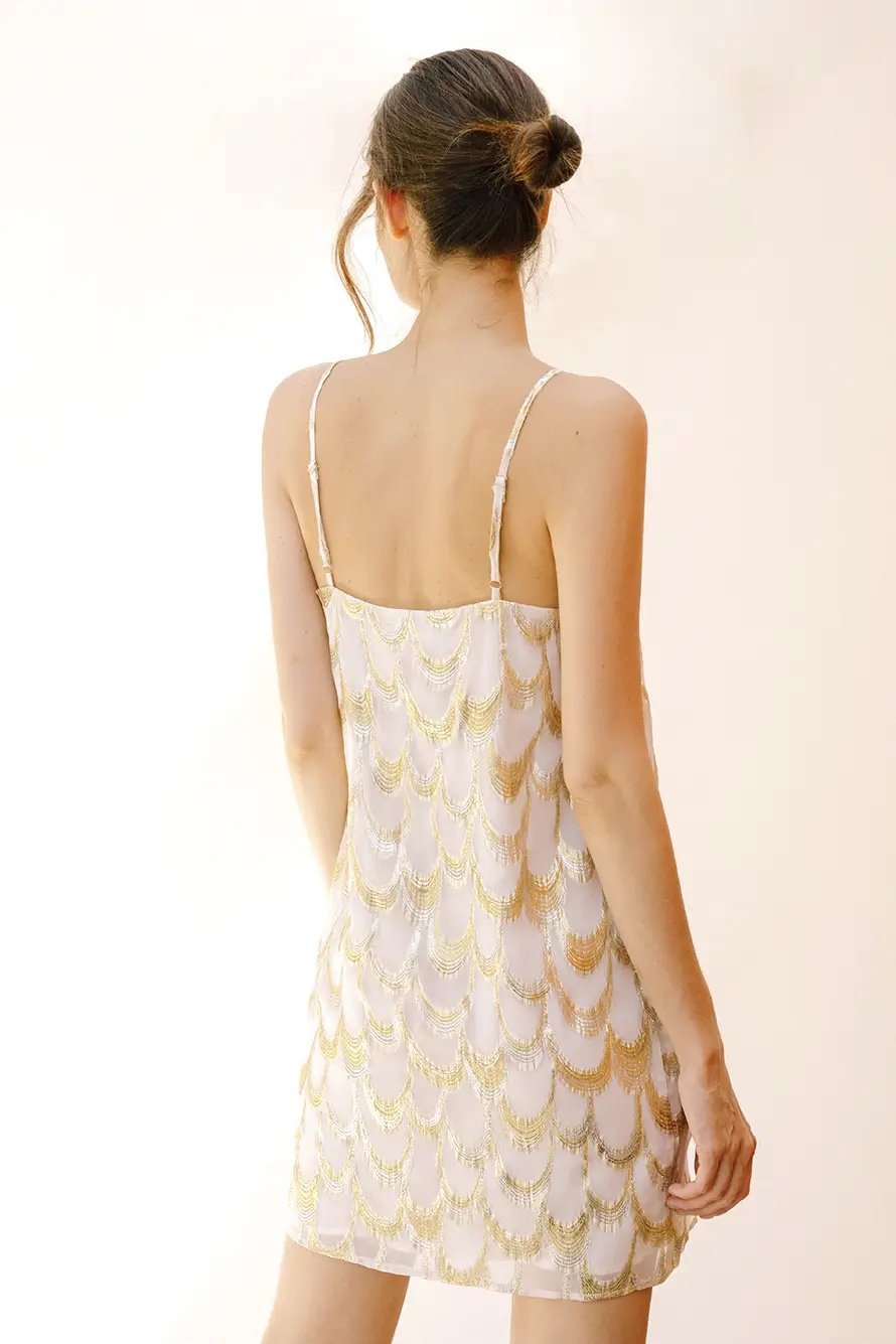 Gold Sequin Scaled Mini Dress