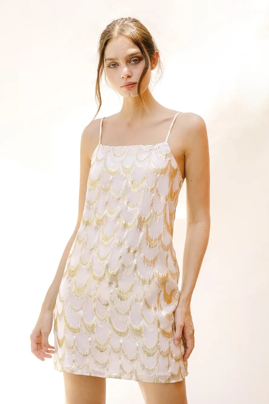 Gold Sequin Scaled Mini Dress