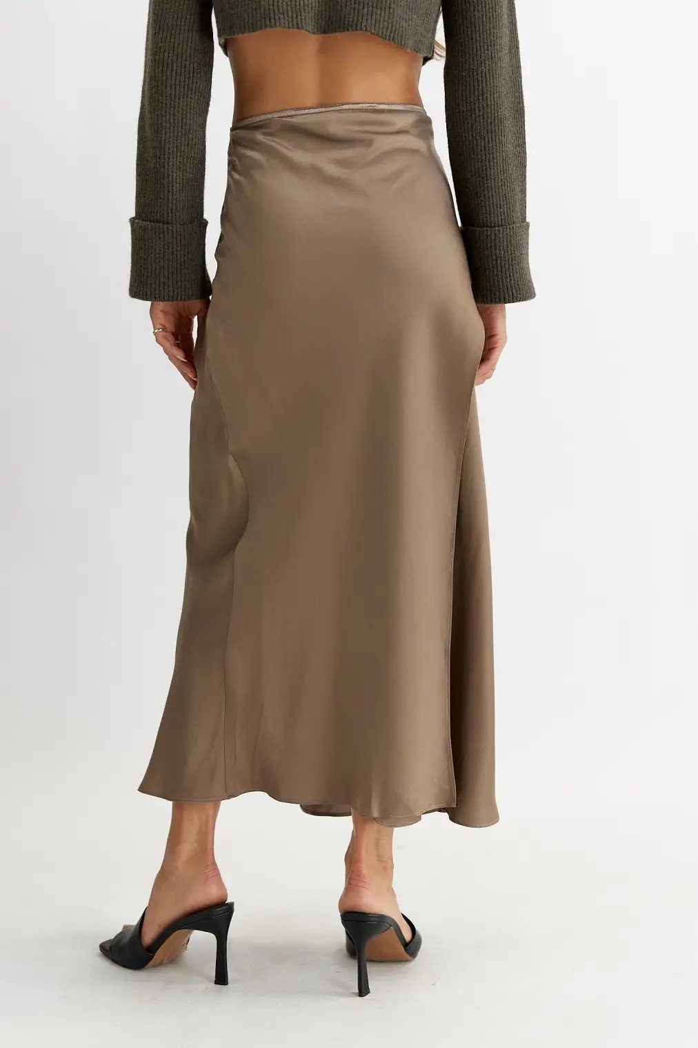 The Satin Skirt Olive
