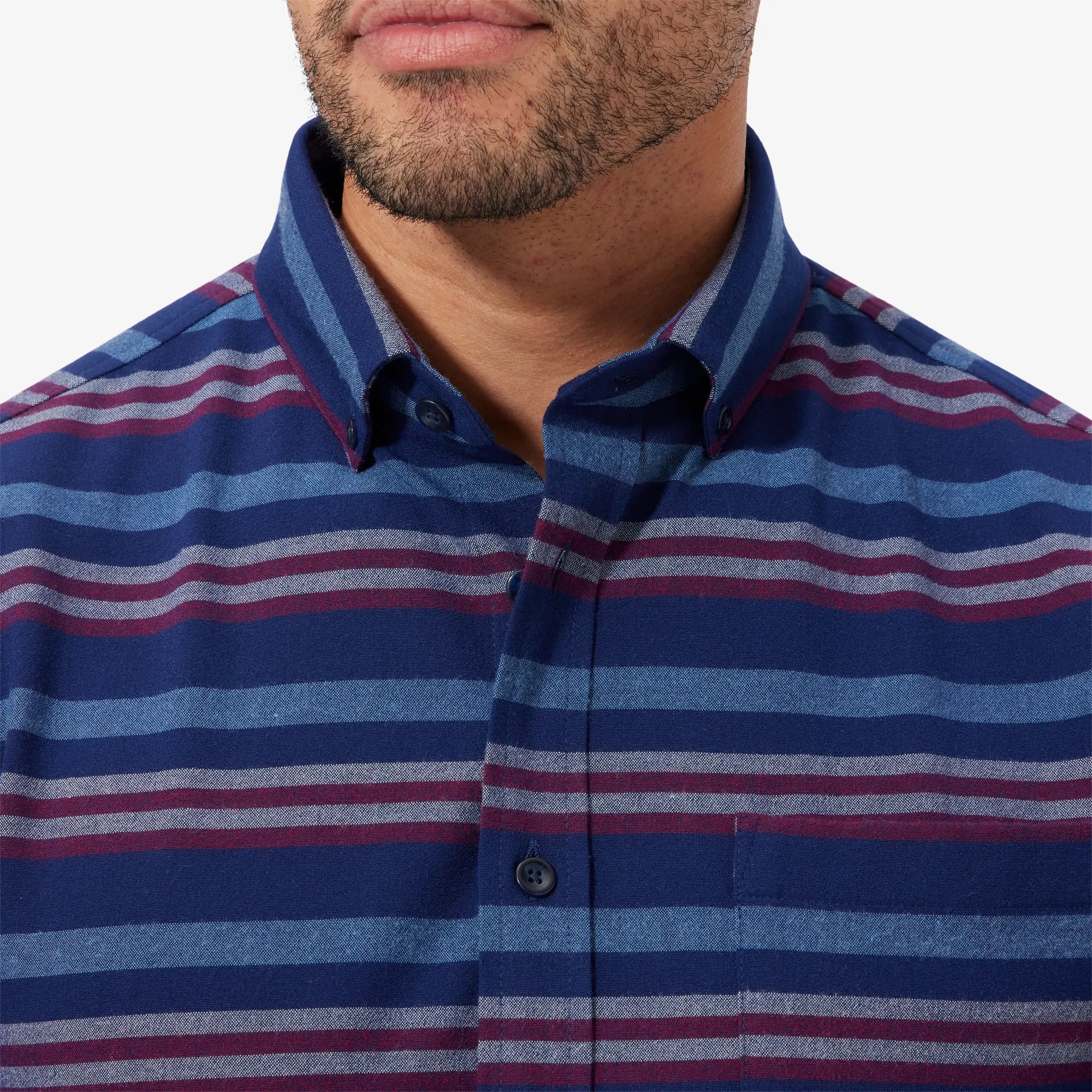 Mizzen + Main City Flannel Navy Stripe