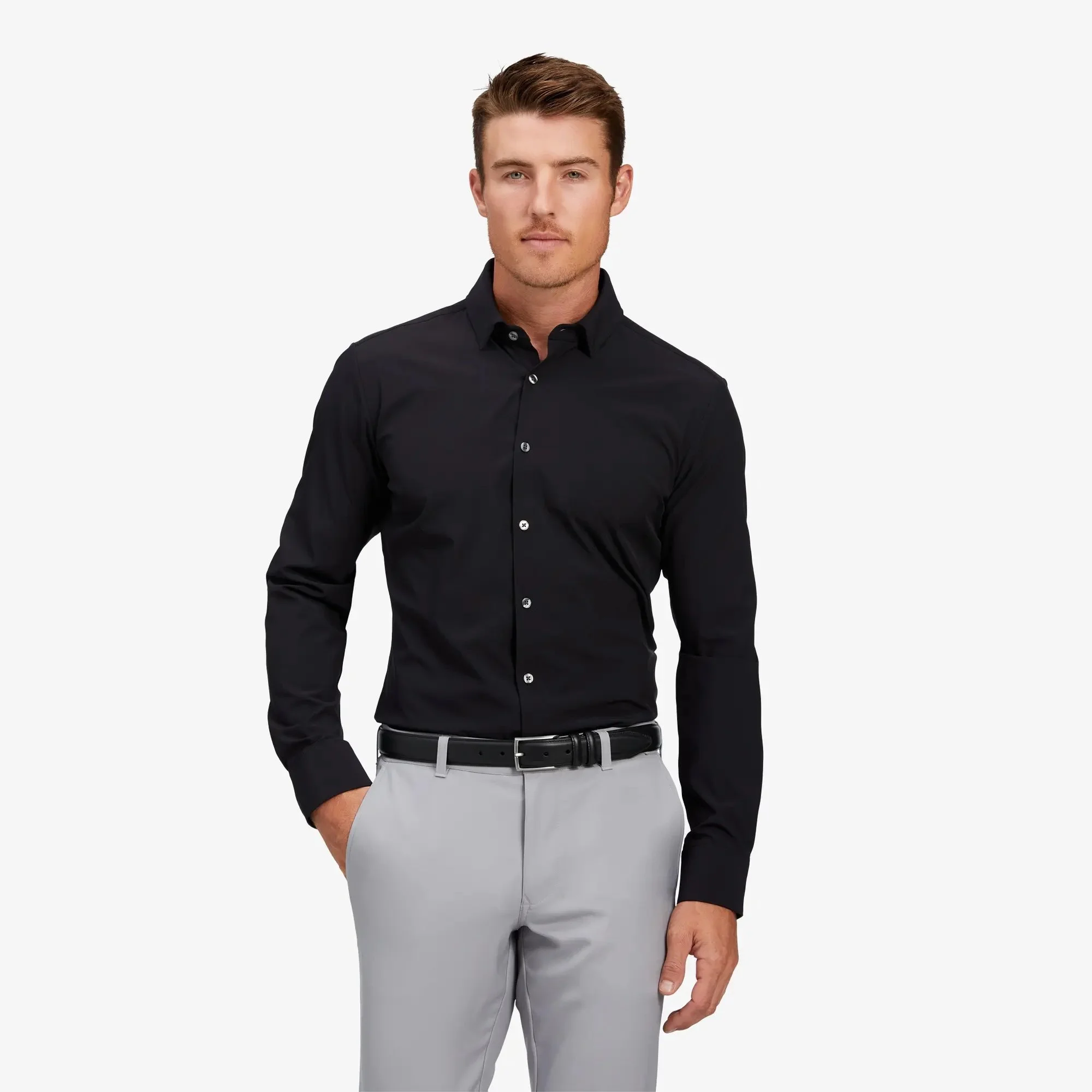 Mizzen + Main Leeward Dress Shirt Black Solid
