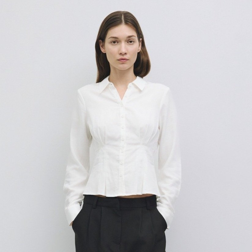 The Gracie Top White Pleated