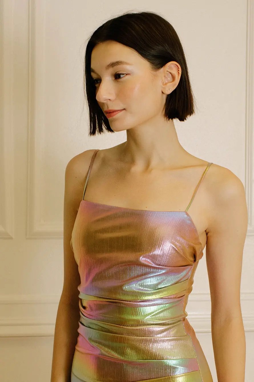 Iridescent Pastel Mini Dress