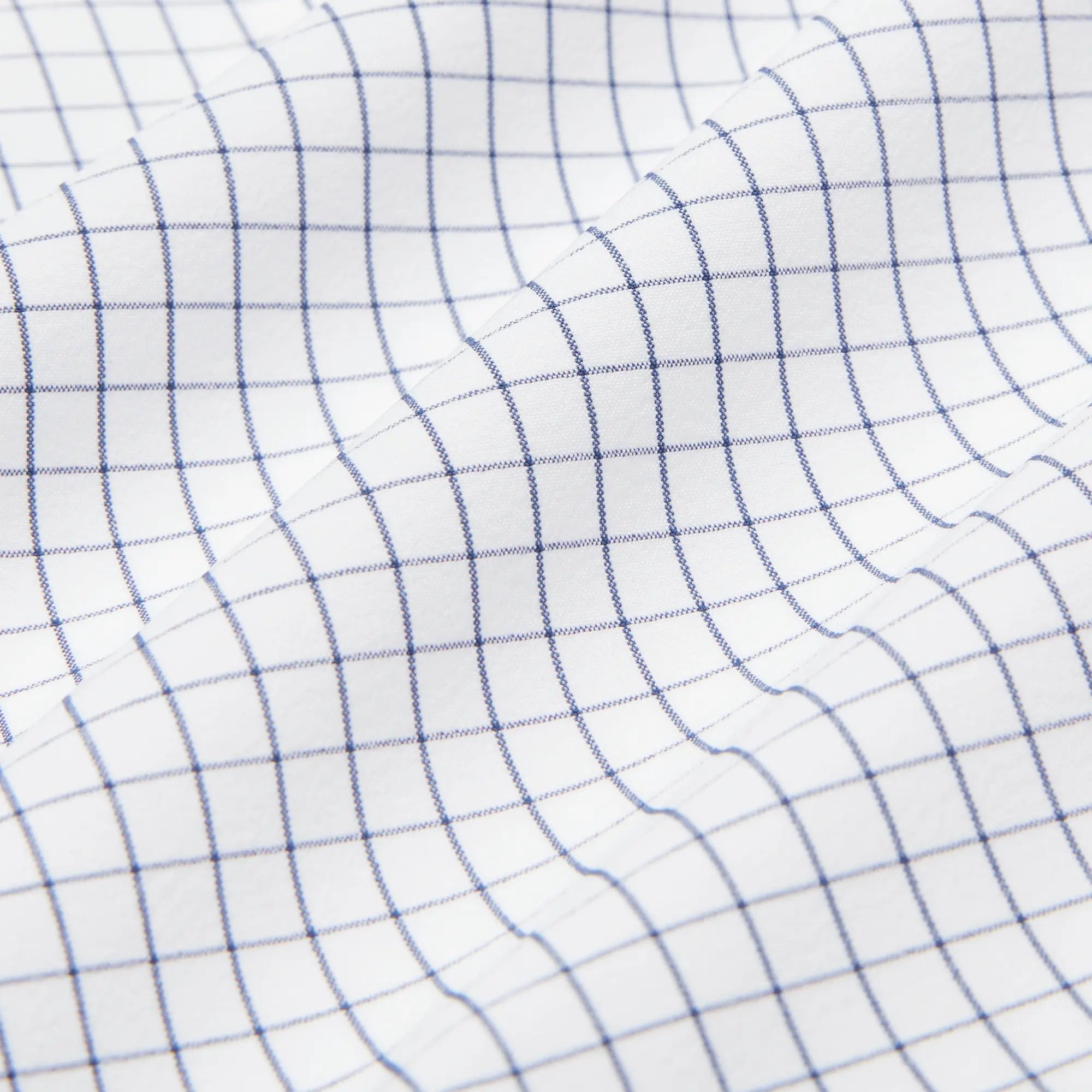 M+M Leeward Dress Shirt White Navy Mini Grid