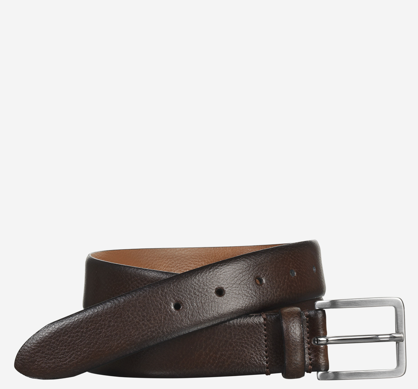 J&M Feather Edge Dress Belt Brown Italian Leather  Byron & Barclay