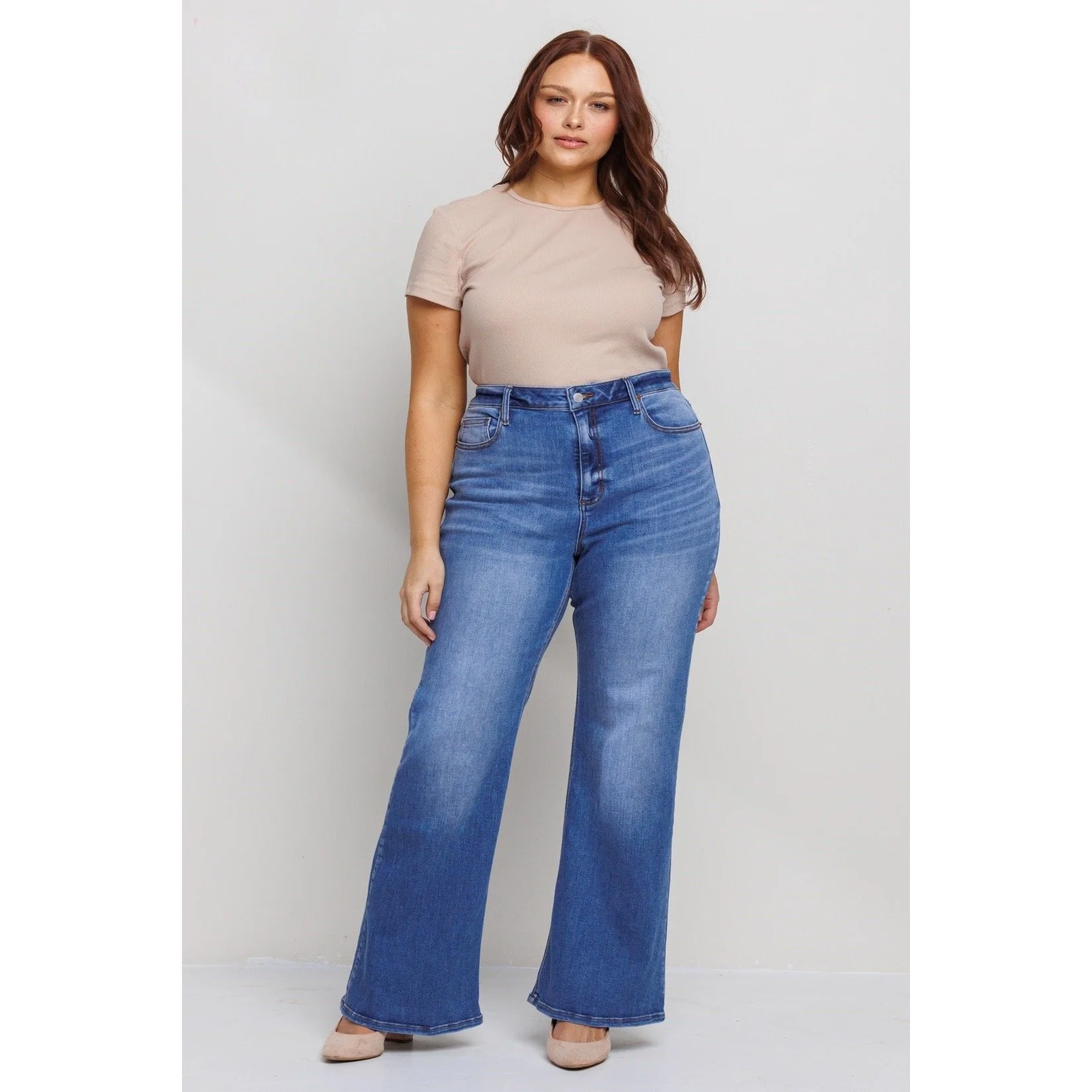 Curvy Mid-Rise Slim Bootcut Jeans