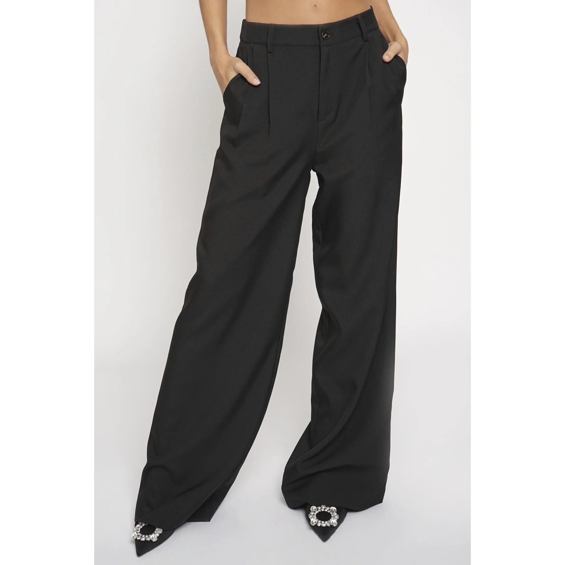 Double Pleated Trouser Black