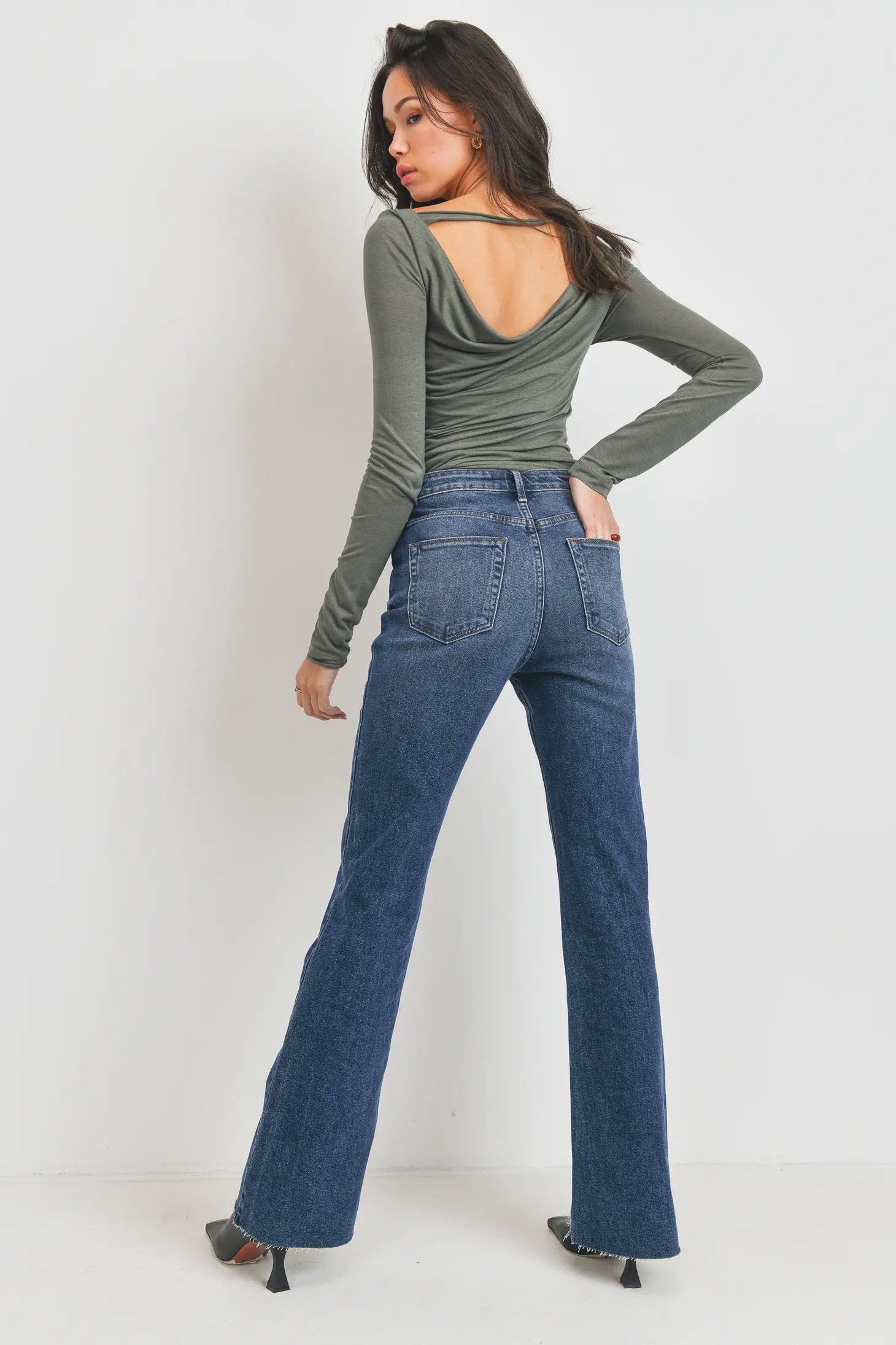 High Rise Vintage Flare Jeans Medium Wash