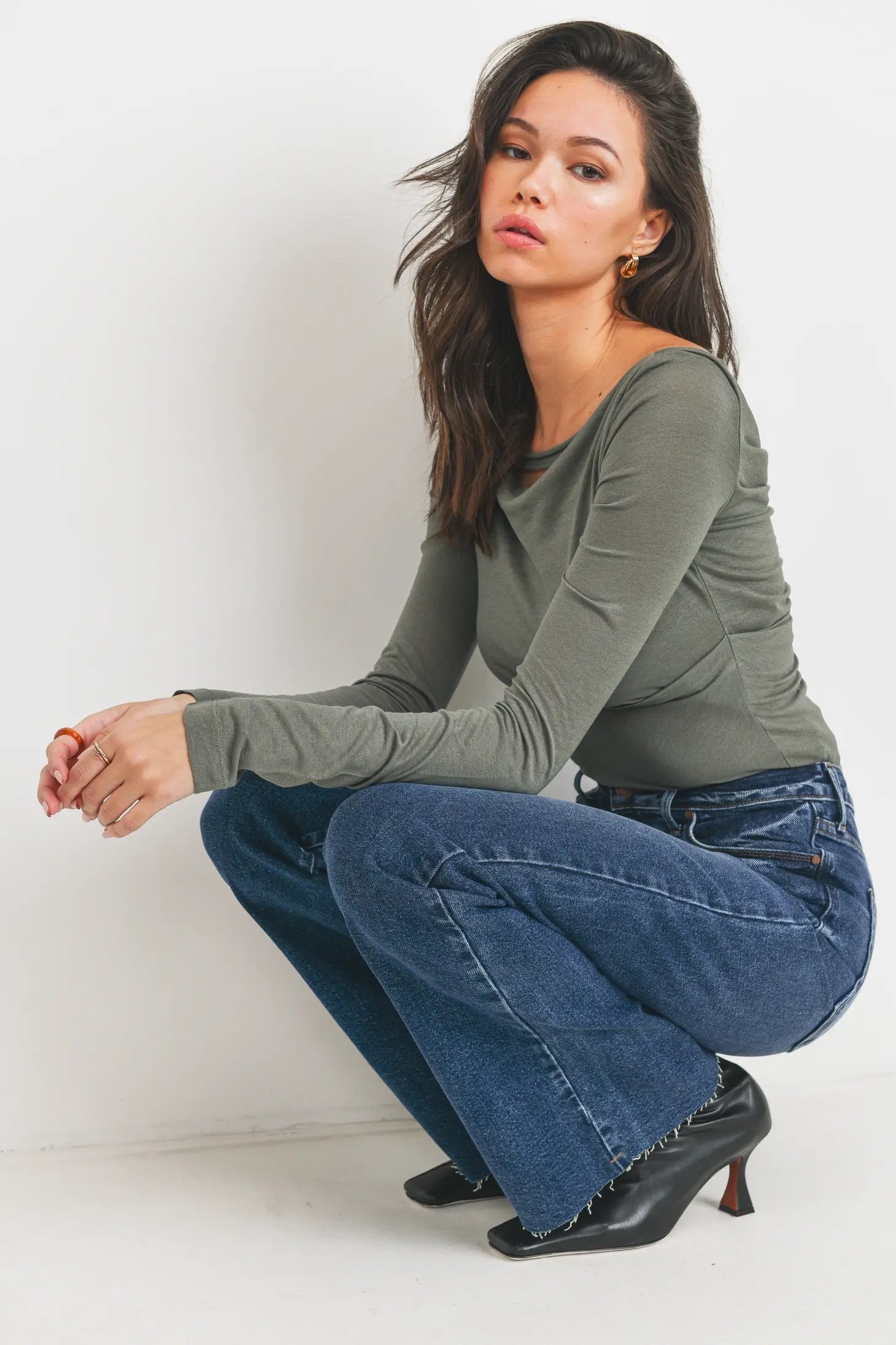 High Rise Vintage Flare Jeans Medium Wash