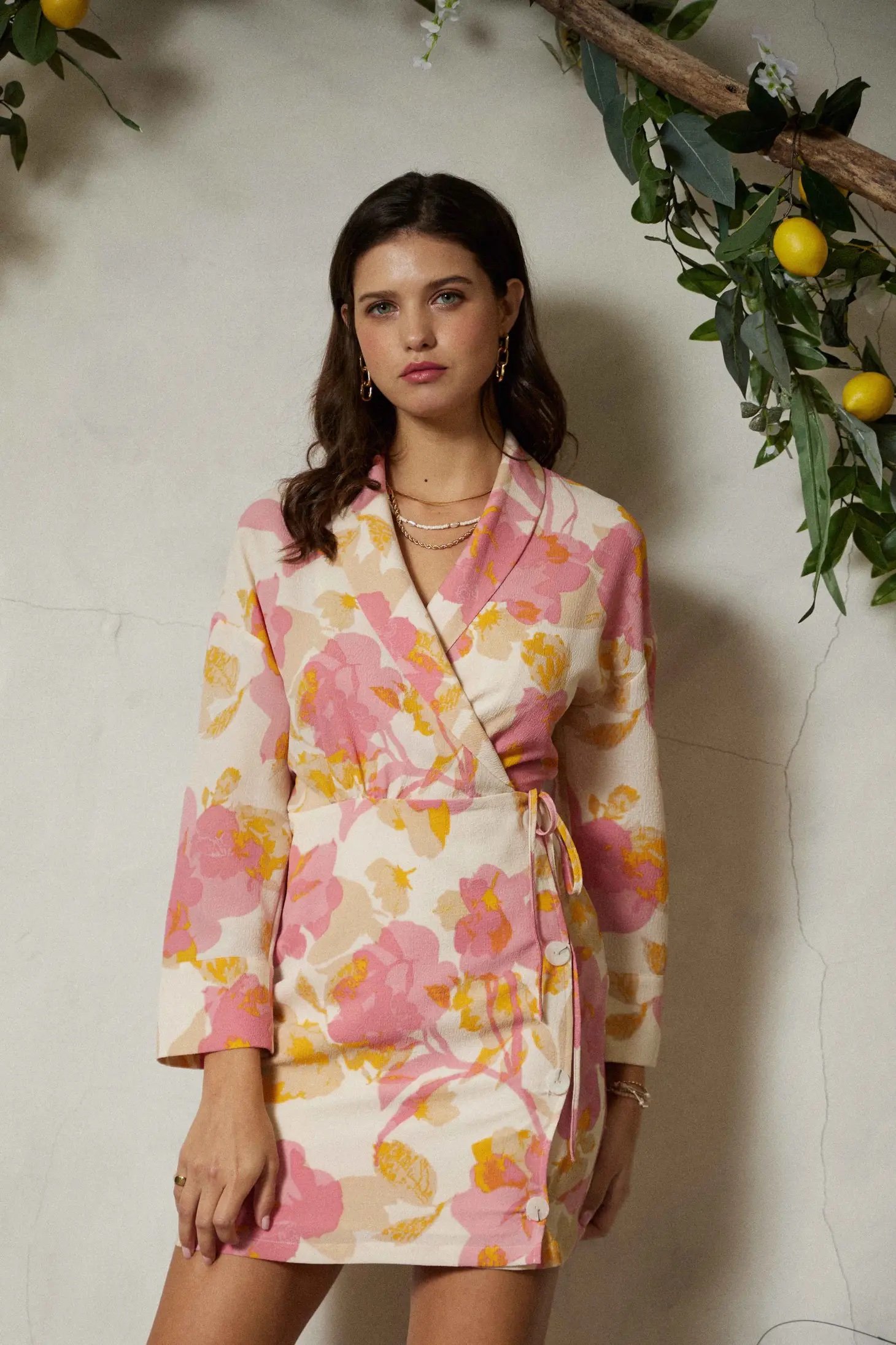 The Twiggy Wrap Dress Pink Floral