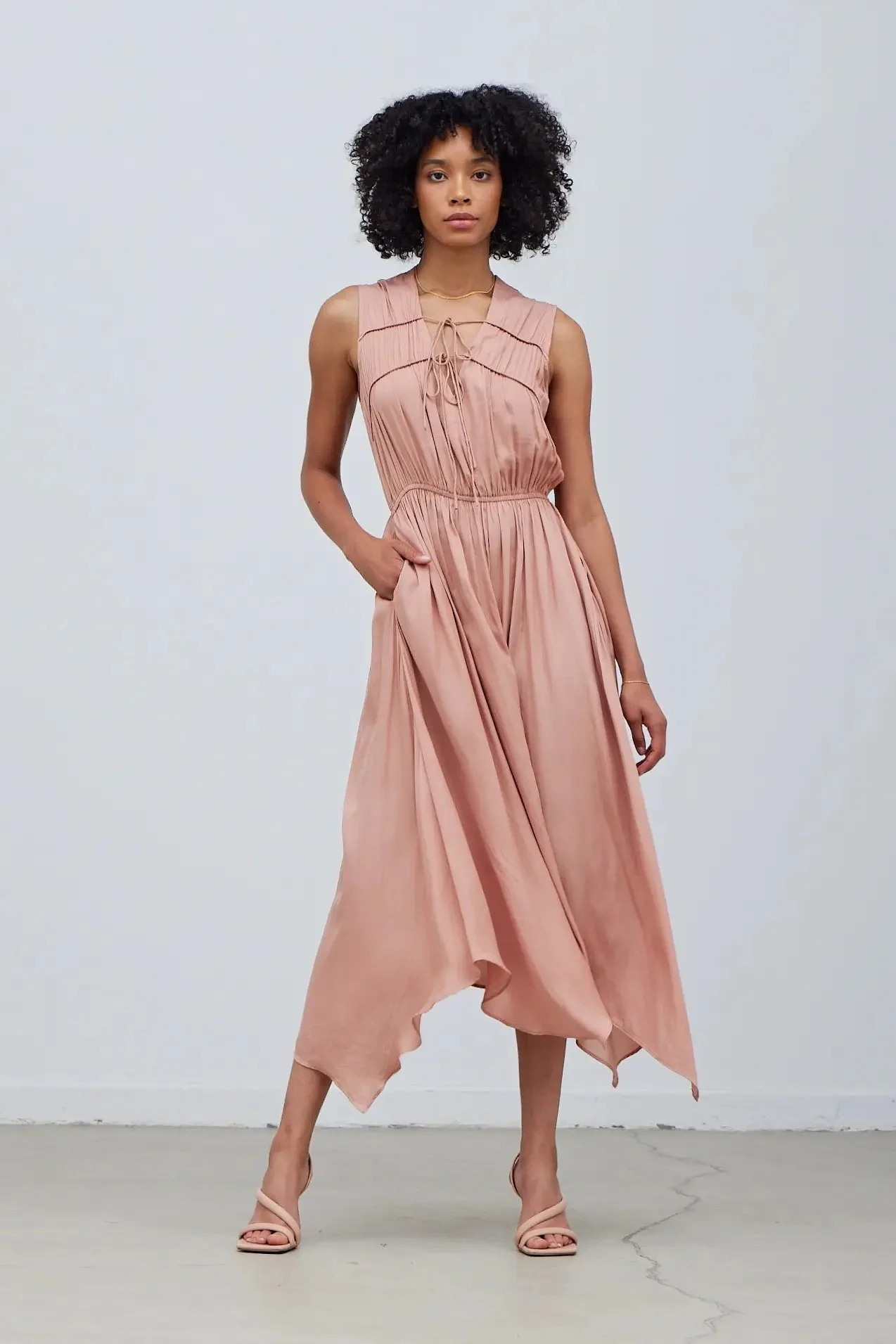 Unbalanced Hem Midi Dress Blossom