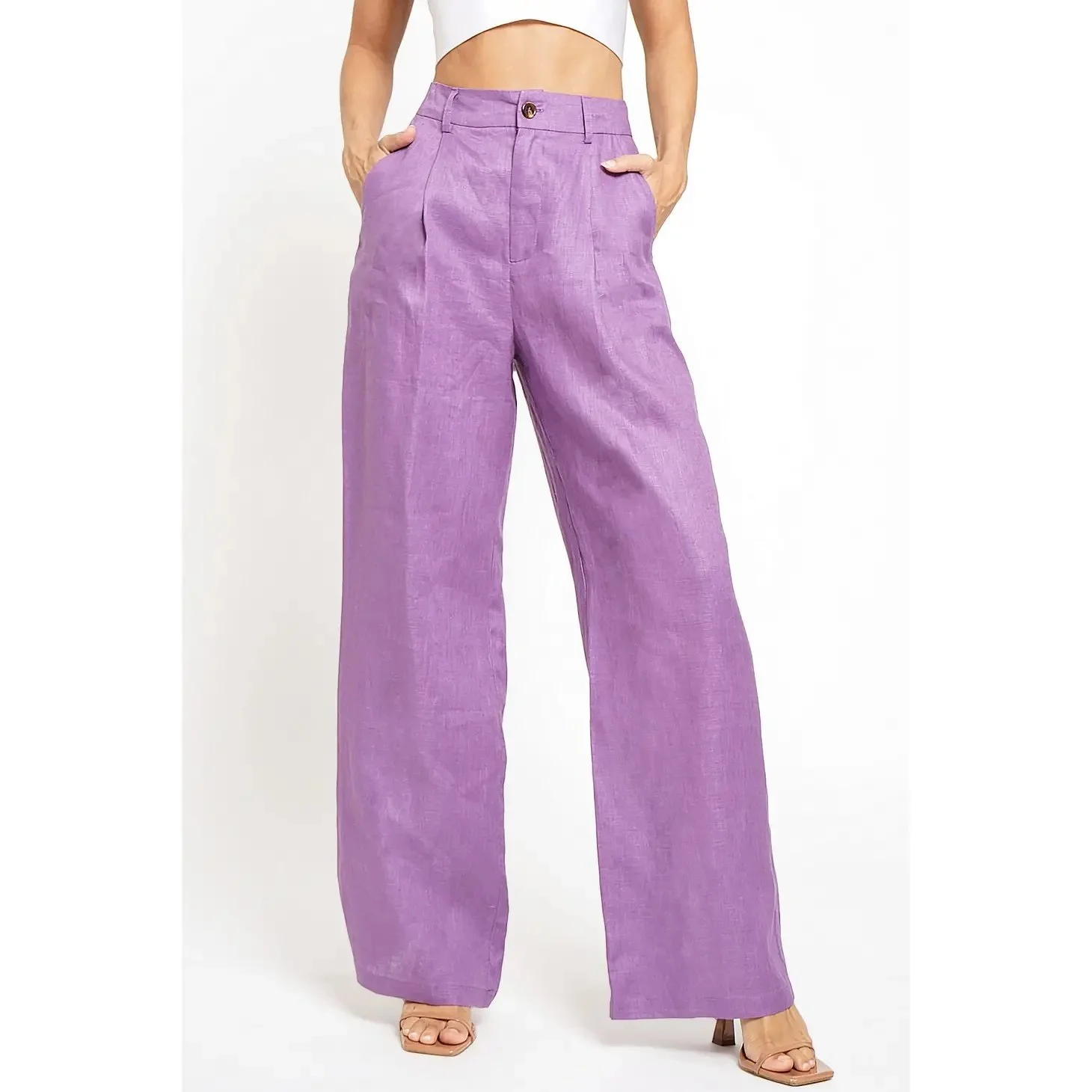 Linen Pleated Trousers Orchid
