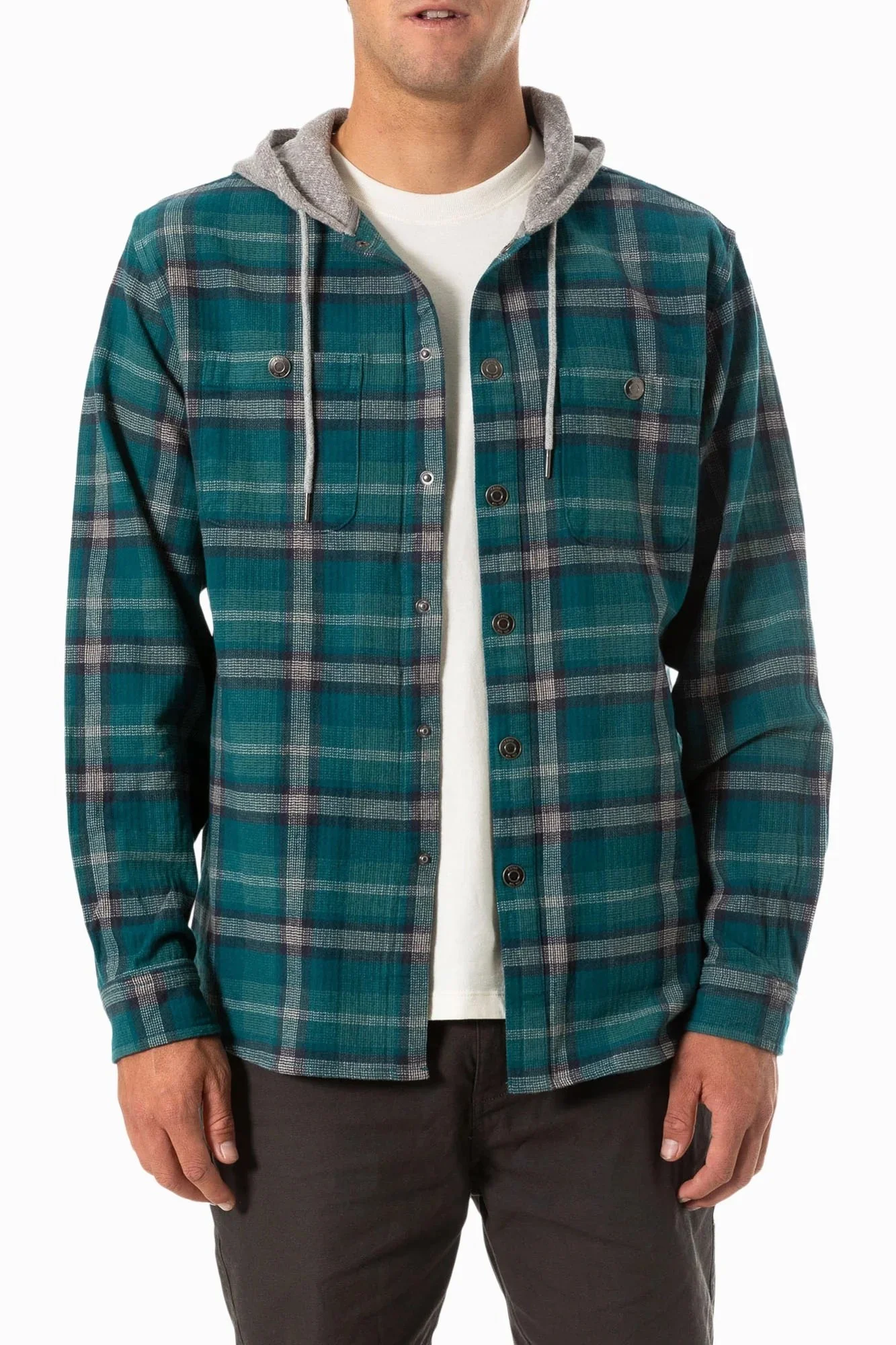 Katin Harold Hooded Flannel Blue Green
