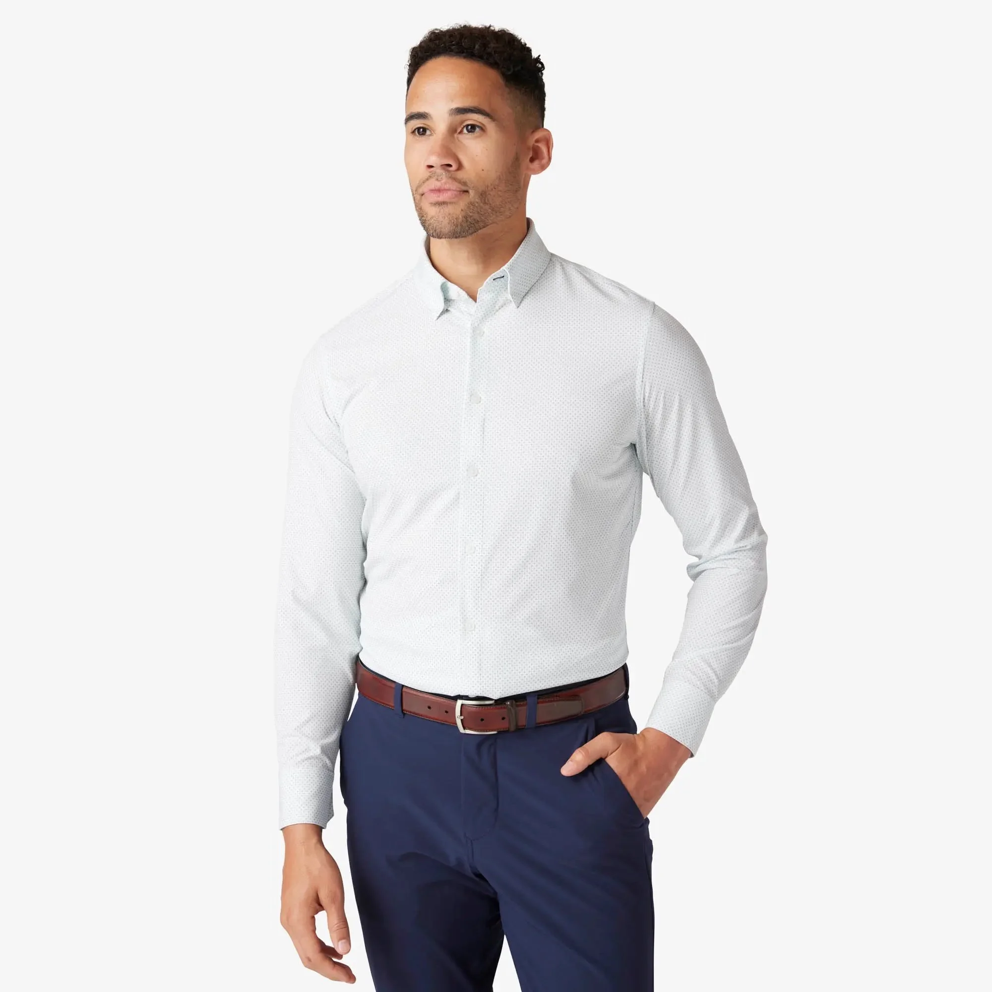 M+M Leeward Dress Shirt Deep Sea Plus