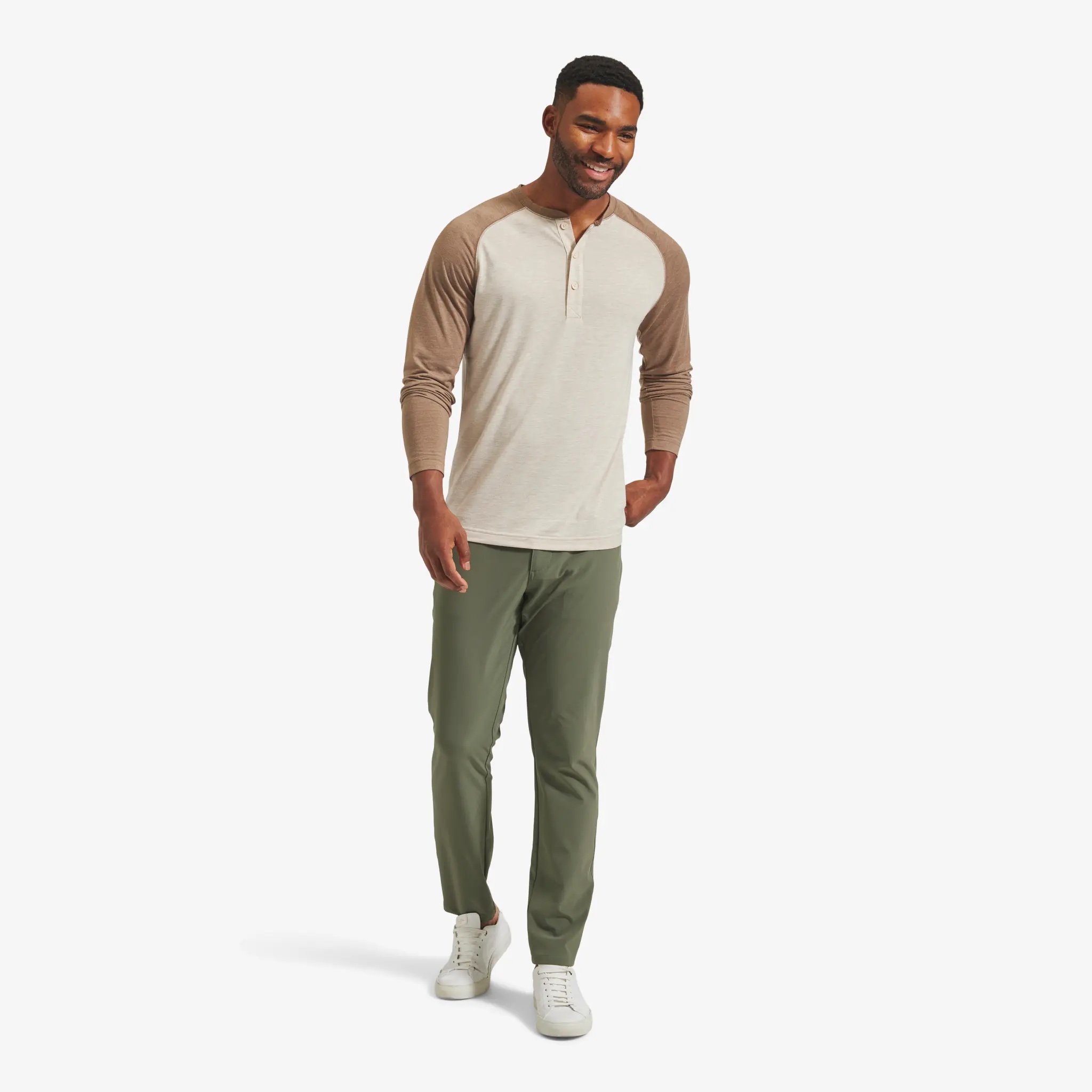 M+M Easyknit Henley Stone Heather